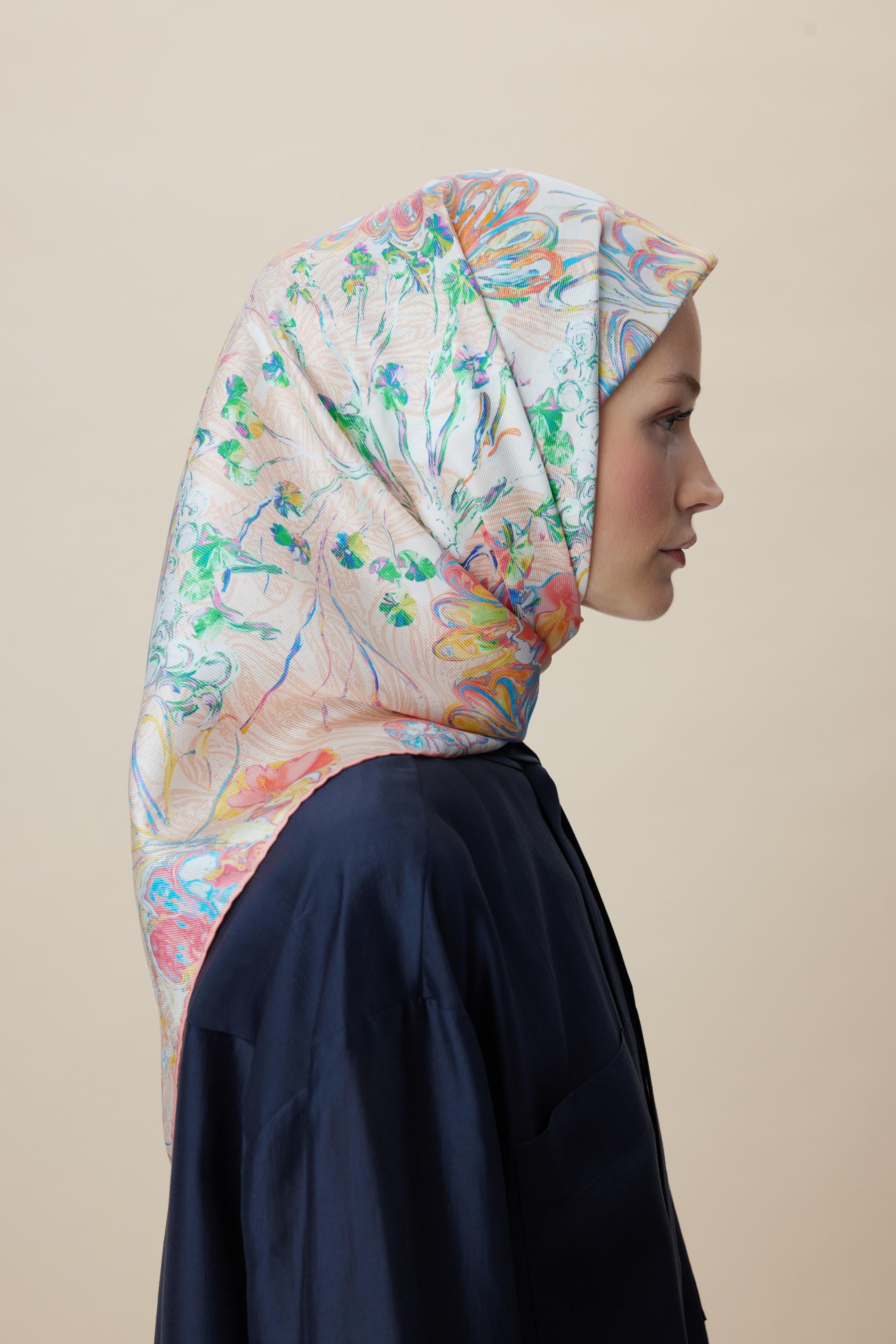KORAL MULBERRY İPEK EŞARP 90*90 CM - PUDRA PEMBE