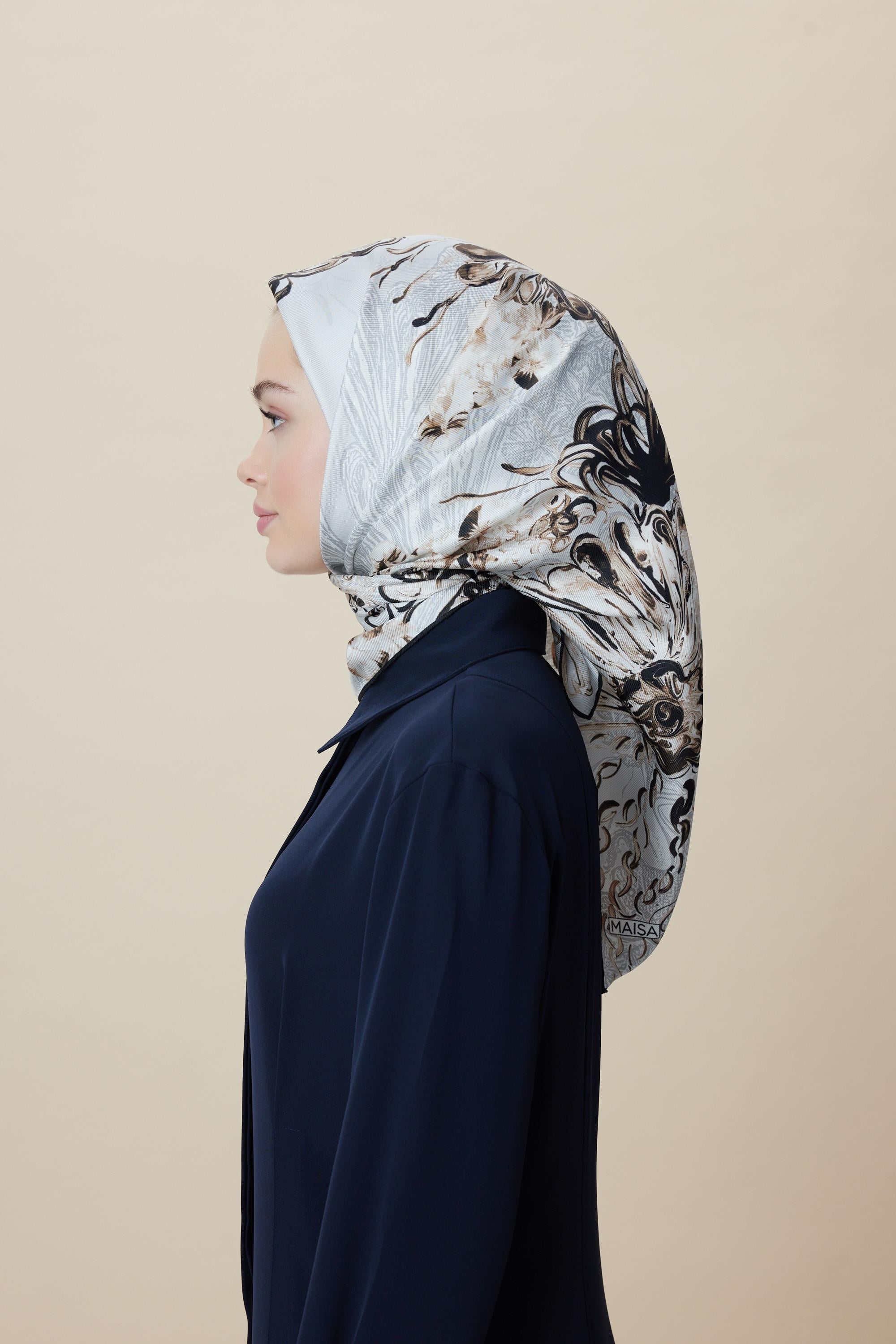 KORAL MULBERRY İPEK EŞARP 90*90 CM - TAŞ