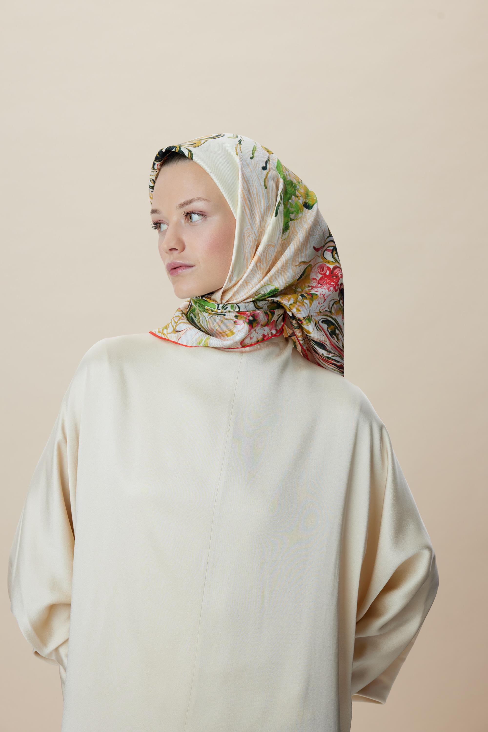 KORAL MULBERRY İPEK EŞARP 90*90 CM - YEŞİL