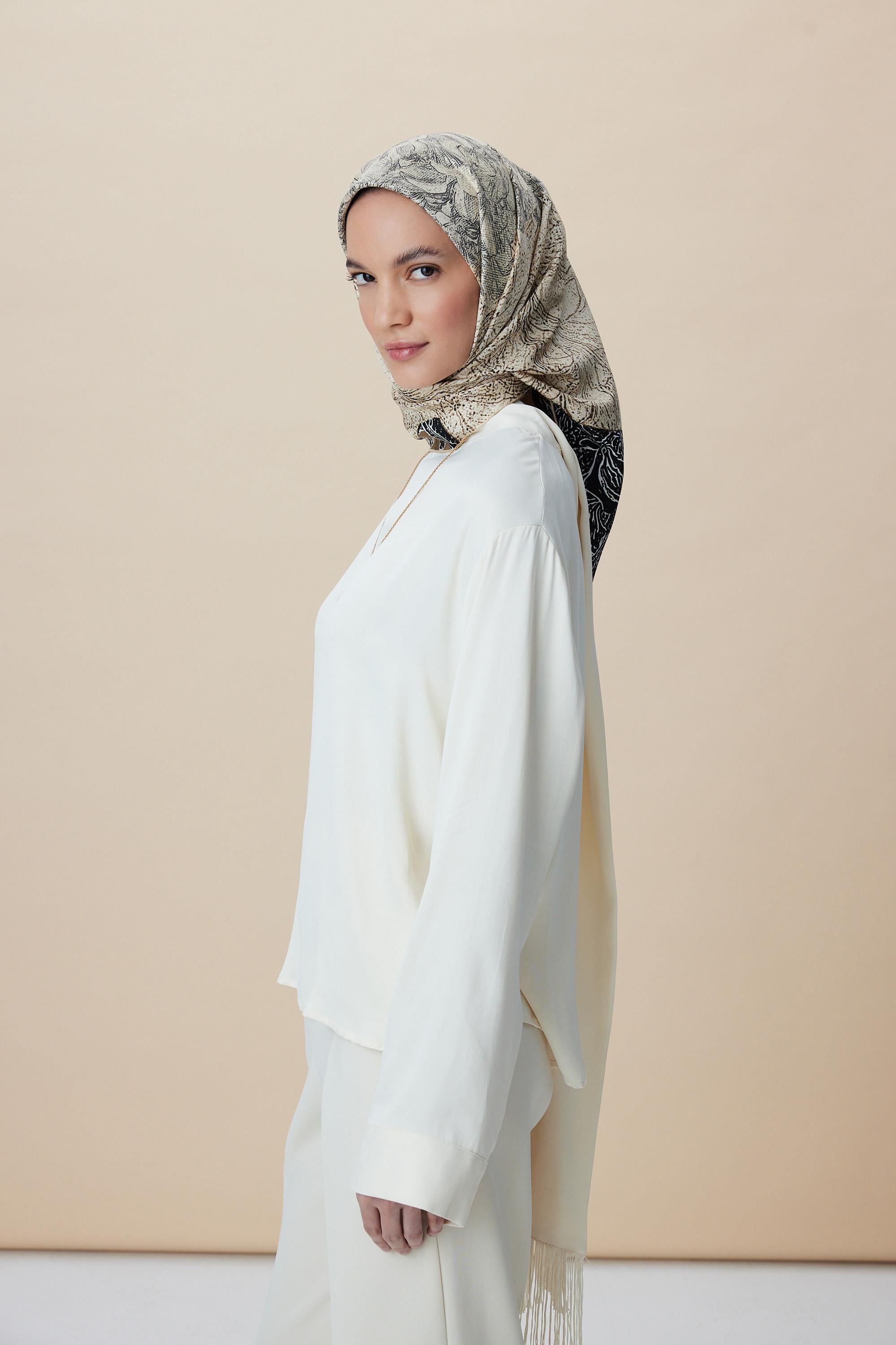 KÜN MULBERRY İPEK EŞARP 90*90 CM - HAKİ