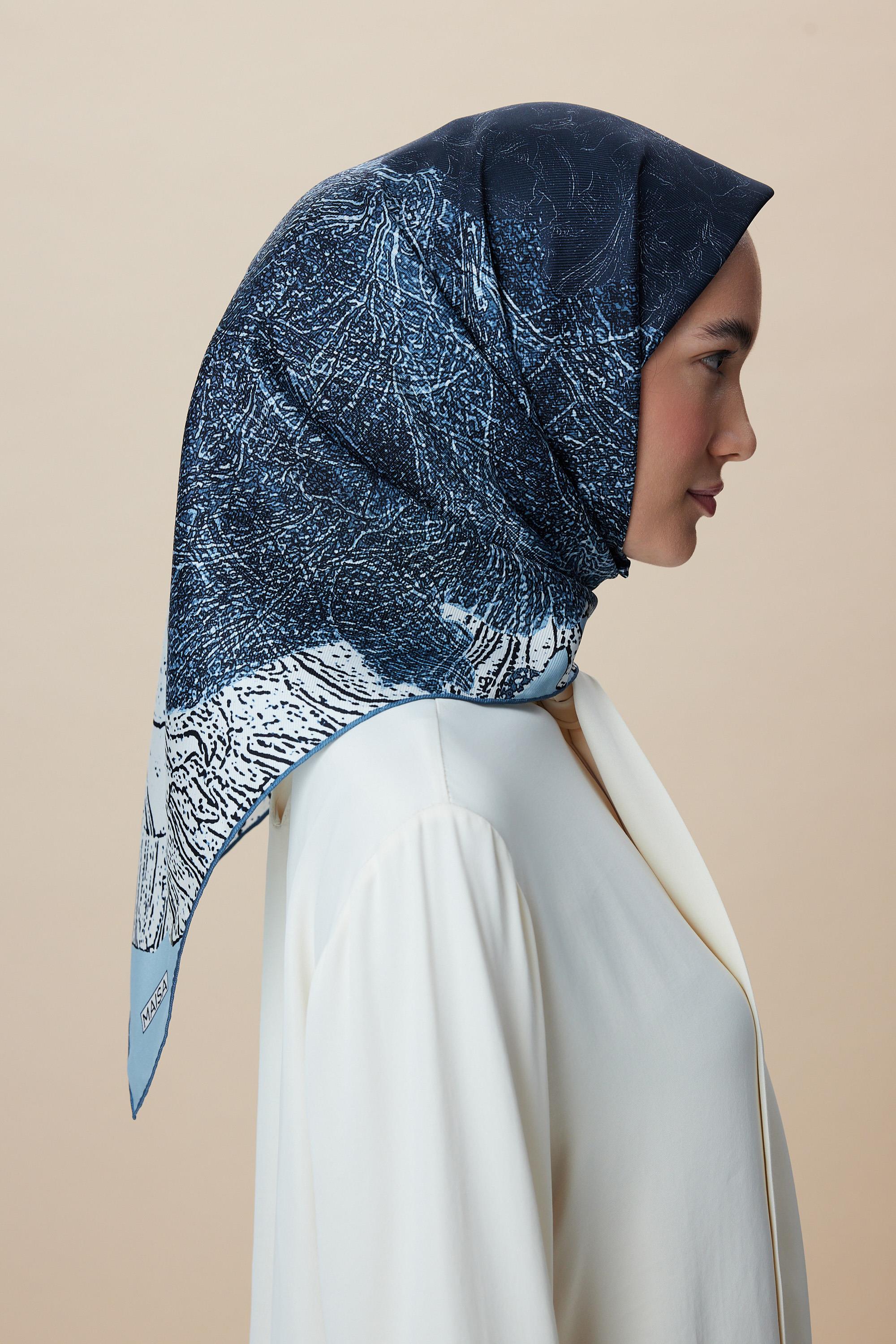 KÜN MULBERRY İPEK EŞARP 90*90 CM - INDIGO