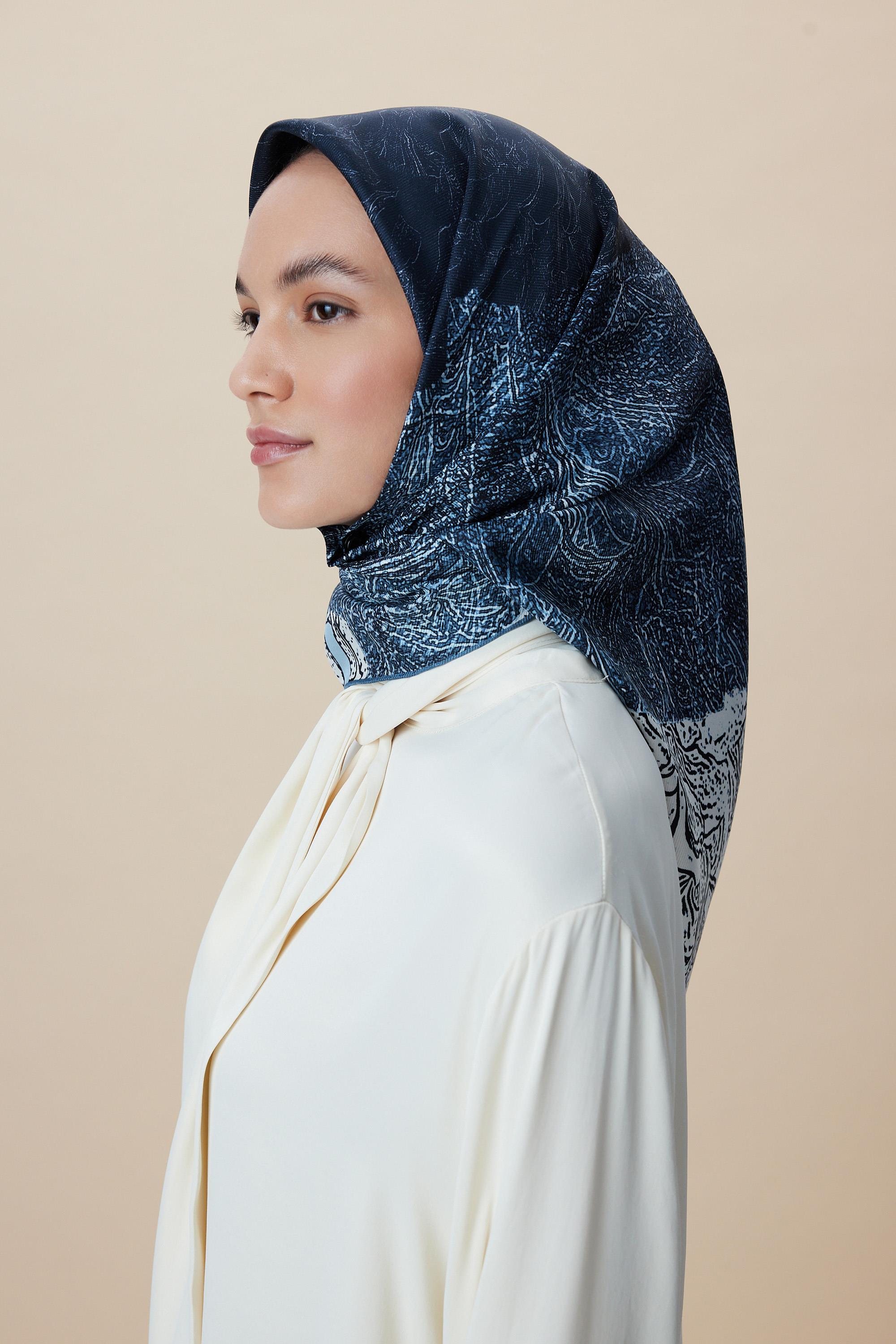 KÜN MULBERRY İPEK EŞARP 90*90 CM - INDIGO