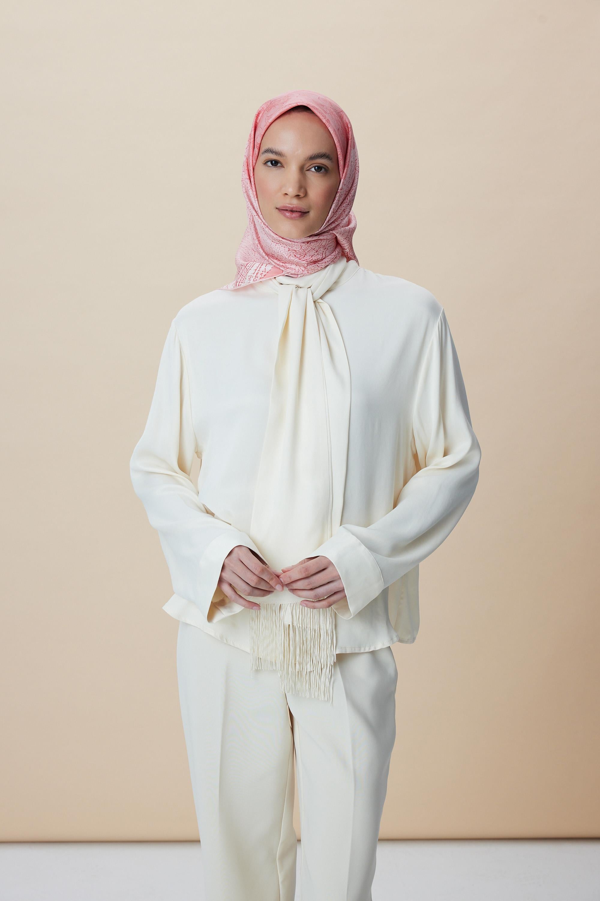 KÜN MULBERRY İPEK EŞARP 90*90 CM - PUDRA PEMBE