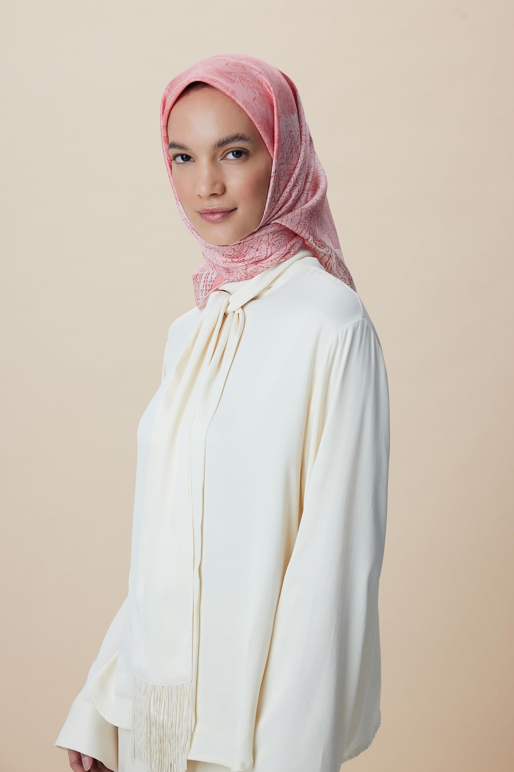 KÜN MULBERRY İPEK EŞARP 90*90 CM - PUDRA PEMBE
