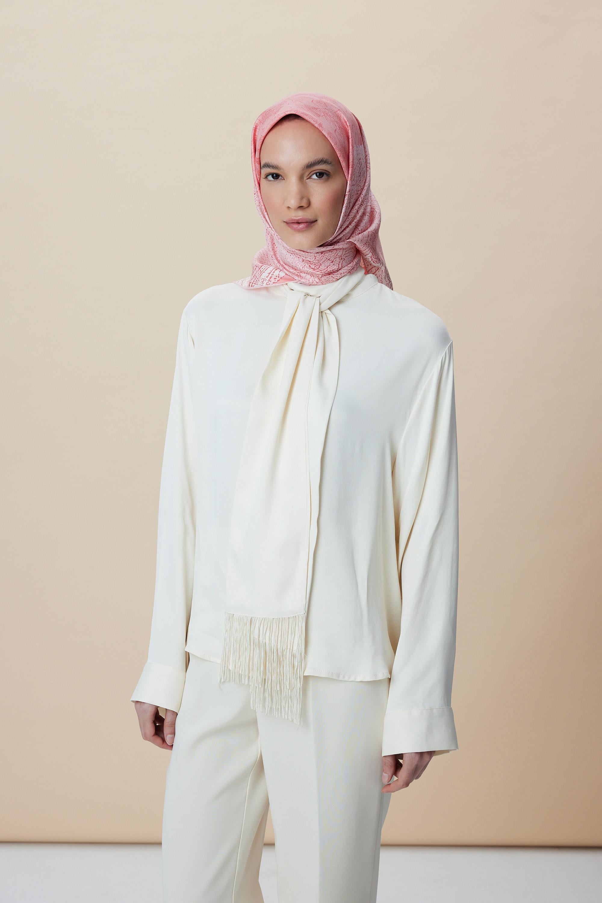 KÜN MULBERRY İPEK EŞARP 90*90 CM - PUDRA PEMBE