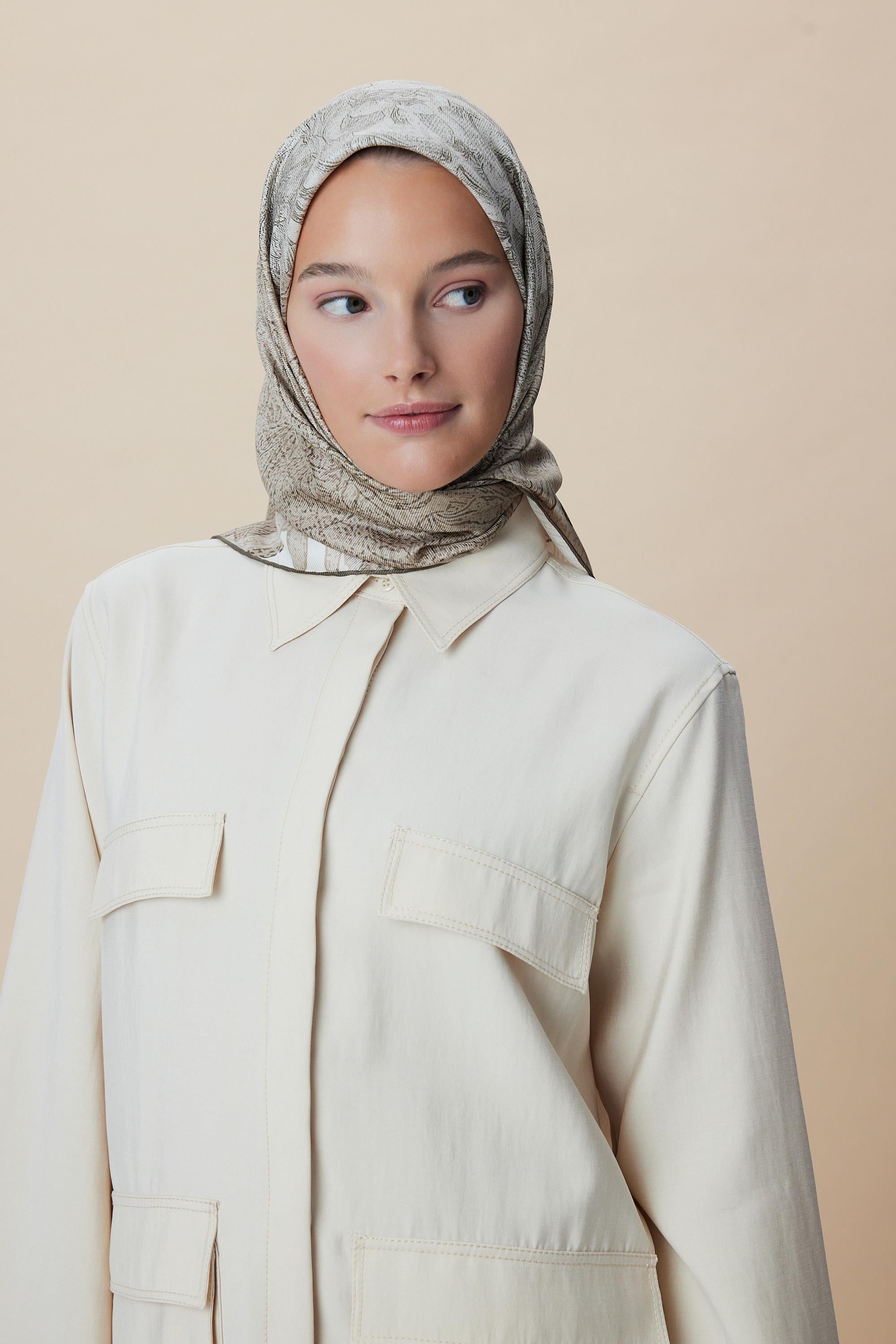 KÜN MULBERRY İPEK EŞARP 90*90 CM - VİZON
