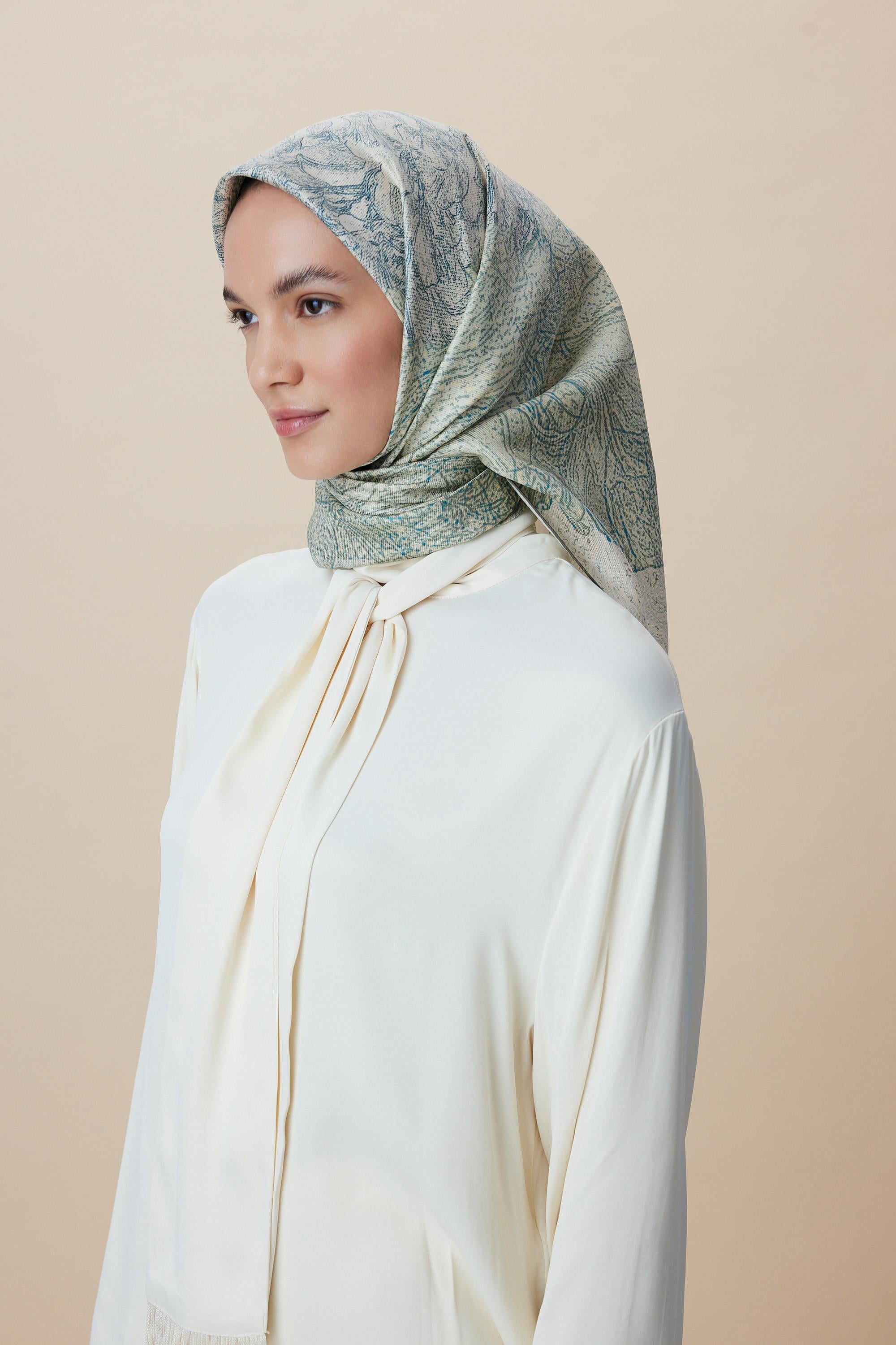KÜN MULBERRY İPEK EŞARP 90*90 CM - YEŞİL