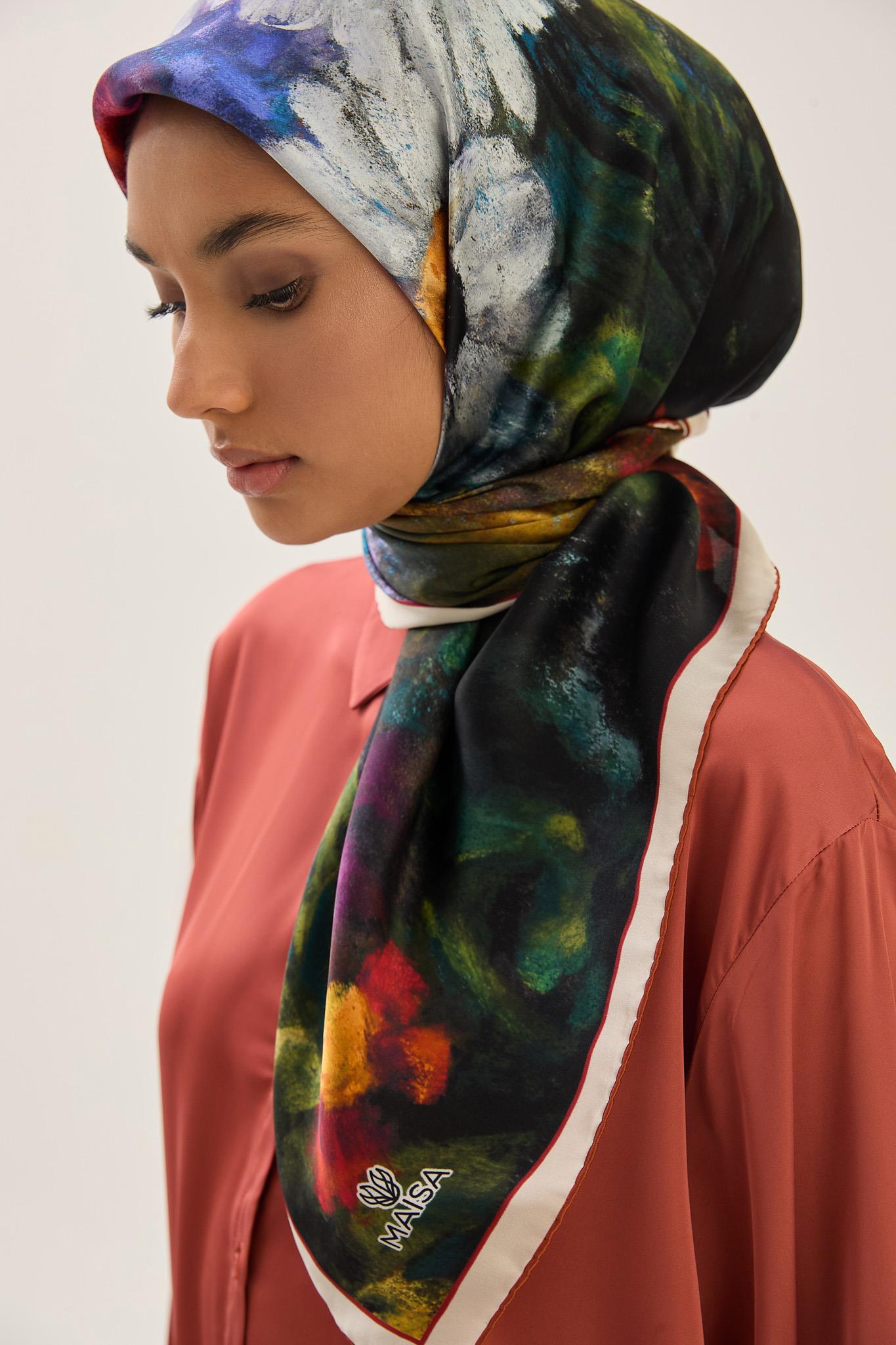LADEN SURA İPEK EŞARP 90*90 CM - KAHVERENGİ