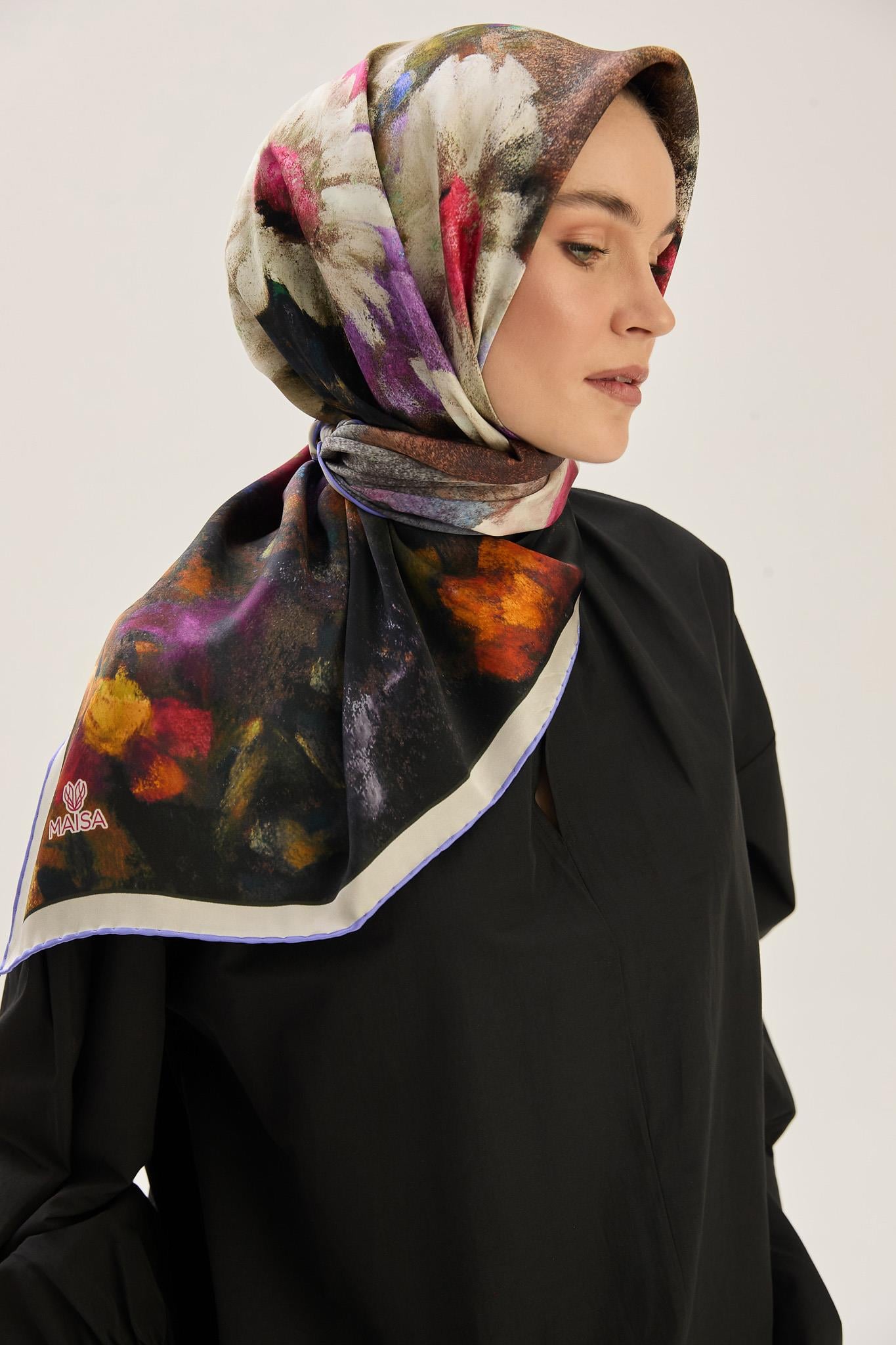 LADEN SURA İPEK EŞARP 90*90 CM - LİLA