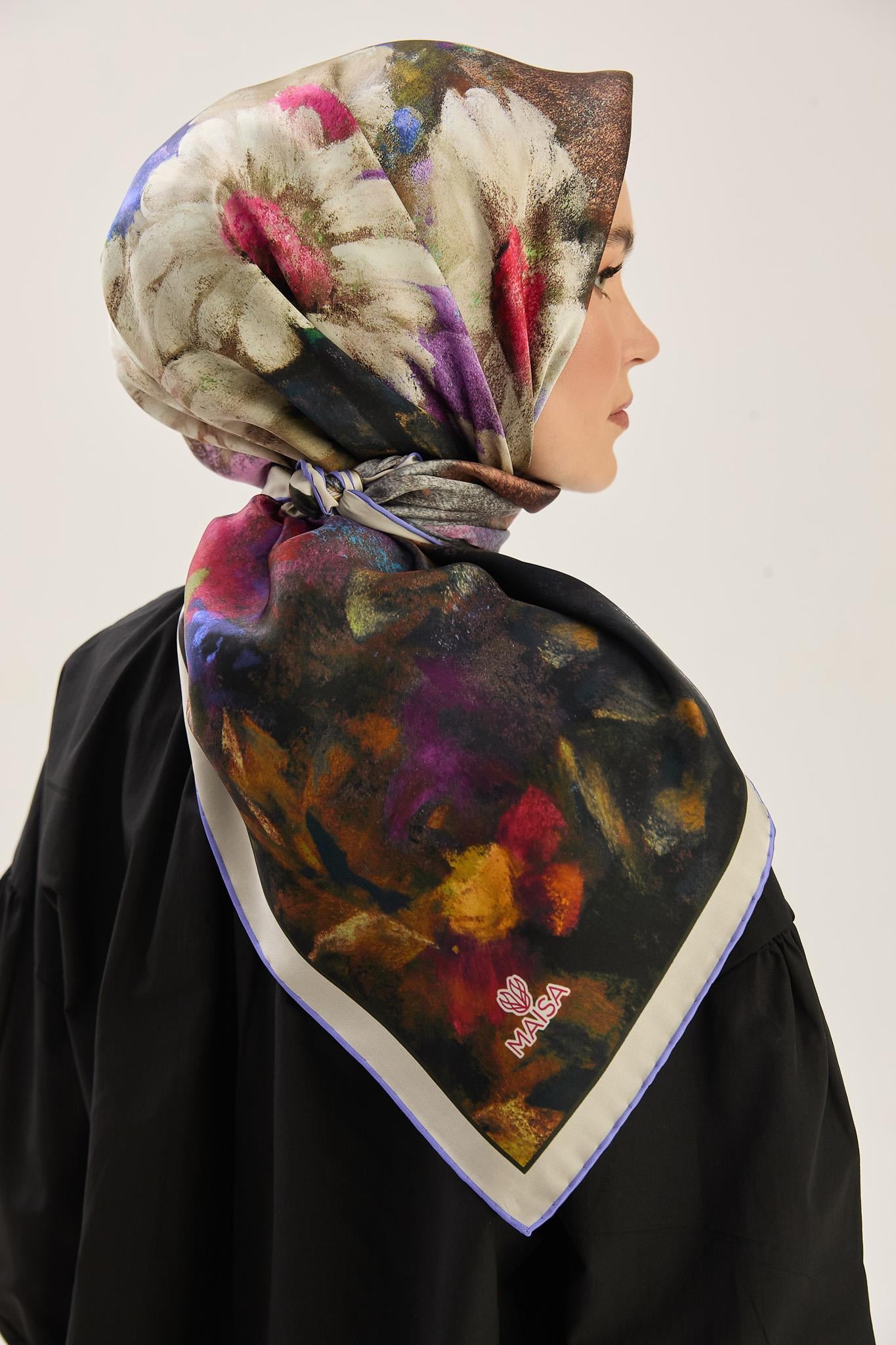 LADEN SURA İPEK EŞARP 90*90 CM - LİLA