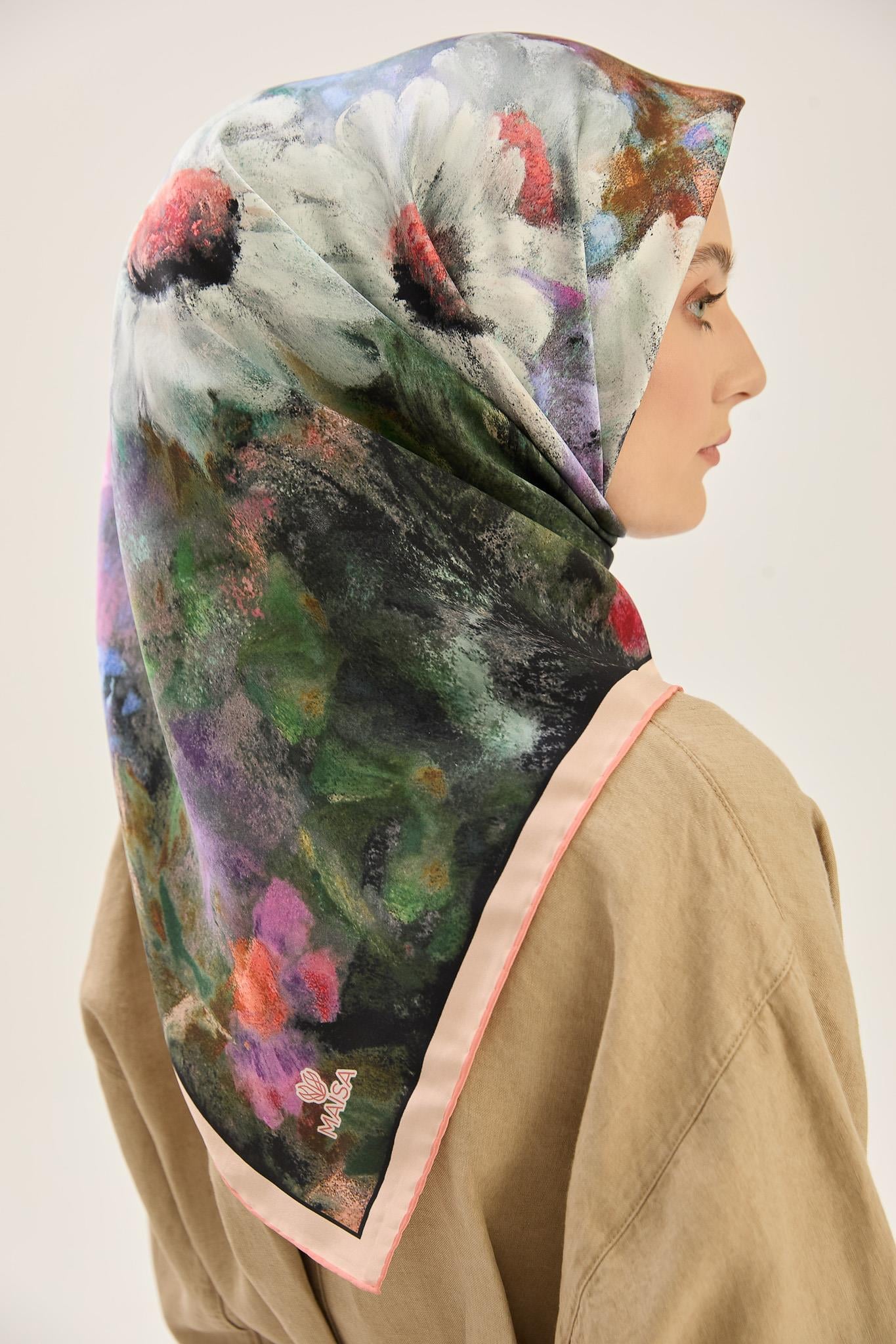 LADEN SURA İPEK EŞARP 90*90 CM - SOMON