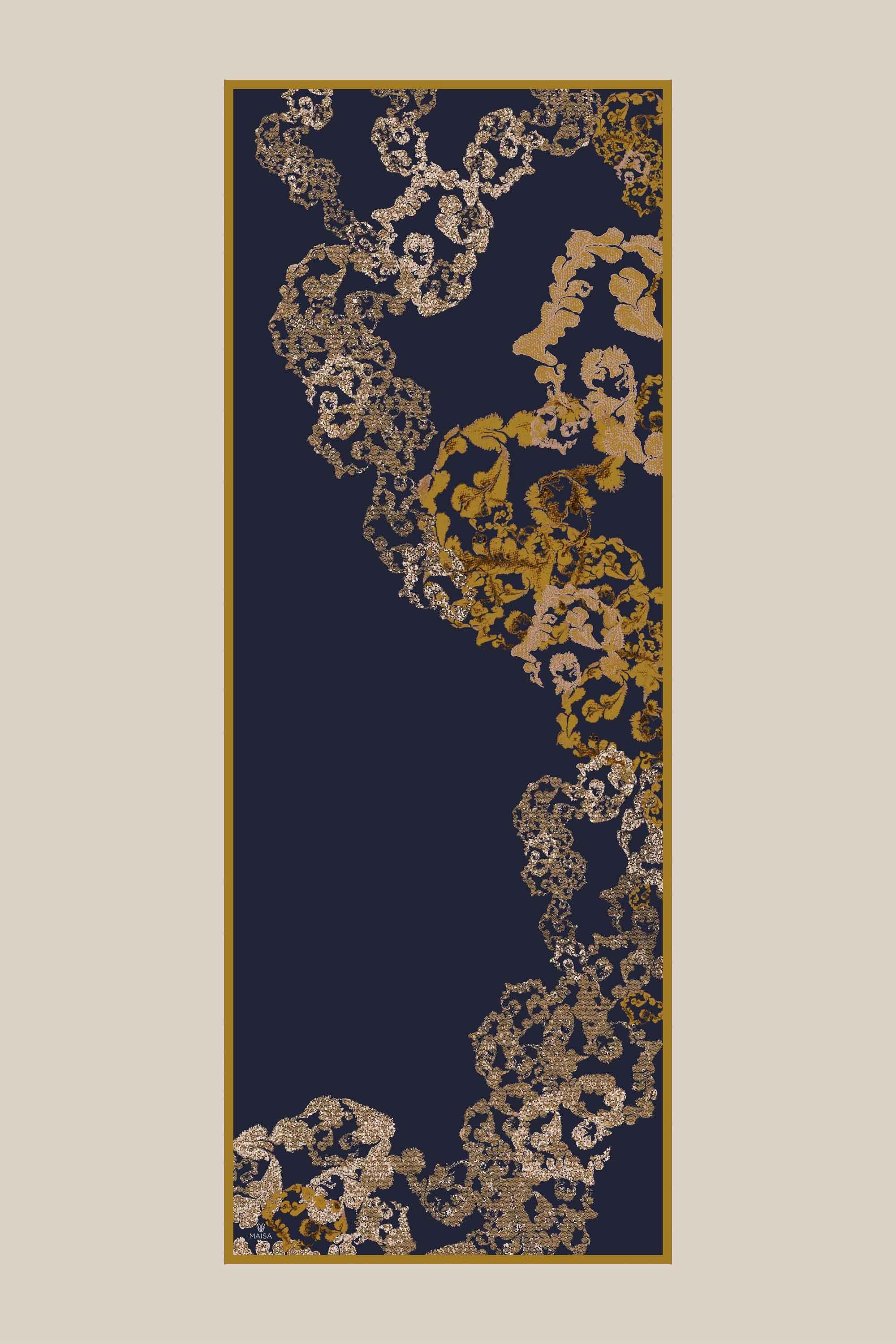 LAGÜN FLOŞ VİSKON ŞAL 70*190 CM - KOYU MAVİ
