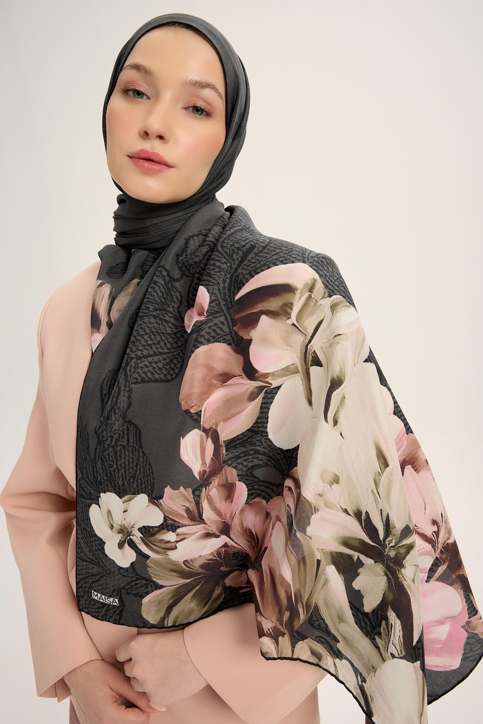 LAL PAMUK İPEK ŞAL 70*190 CM - FÜME