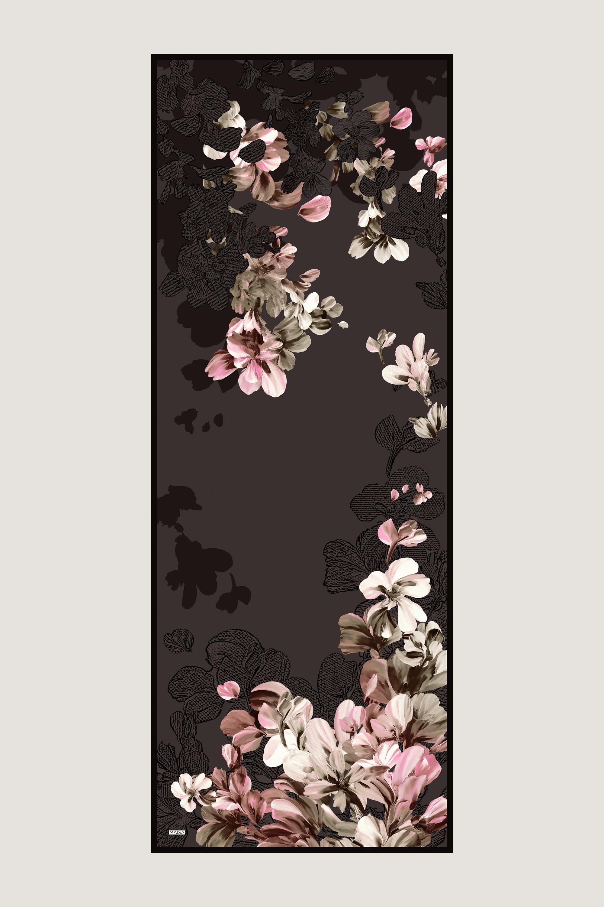 LAL PAMUK İPEK ŞAL 70*190 CM - FÜME