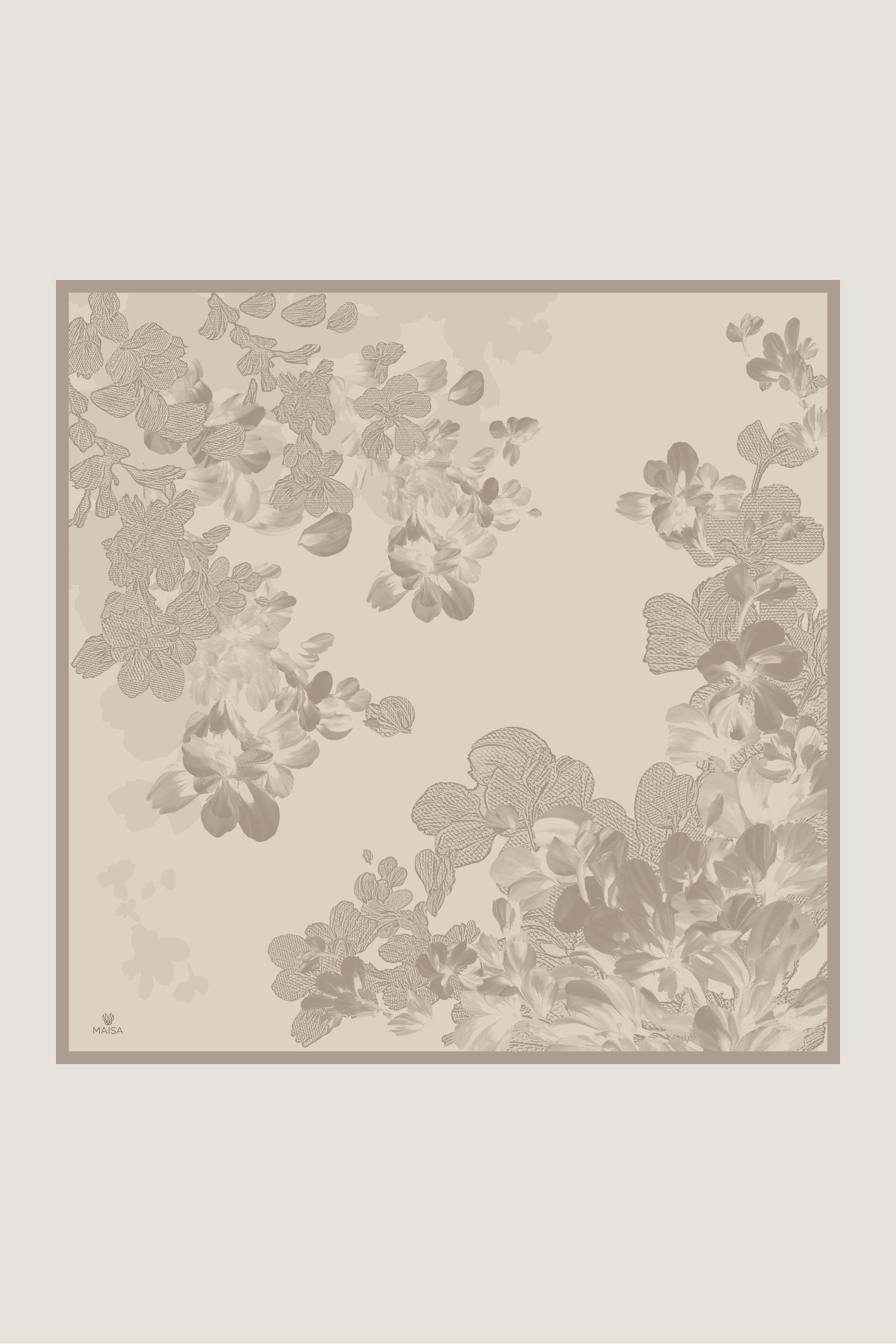 LAL TİVİL İPEK EŞARP 90*90 CM - BEJ