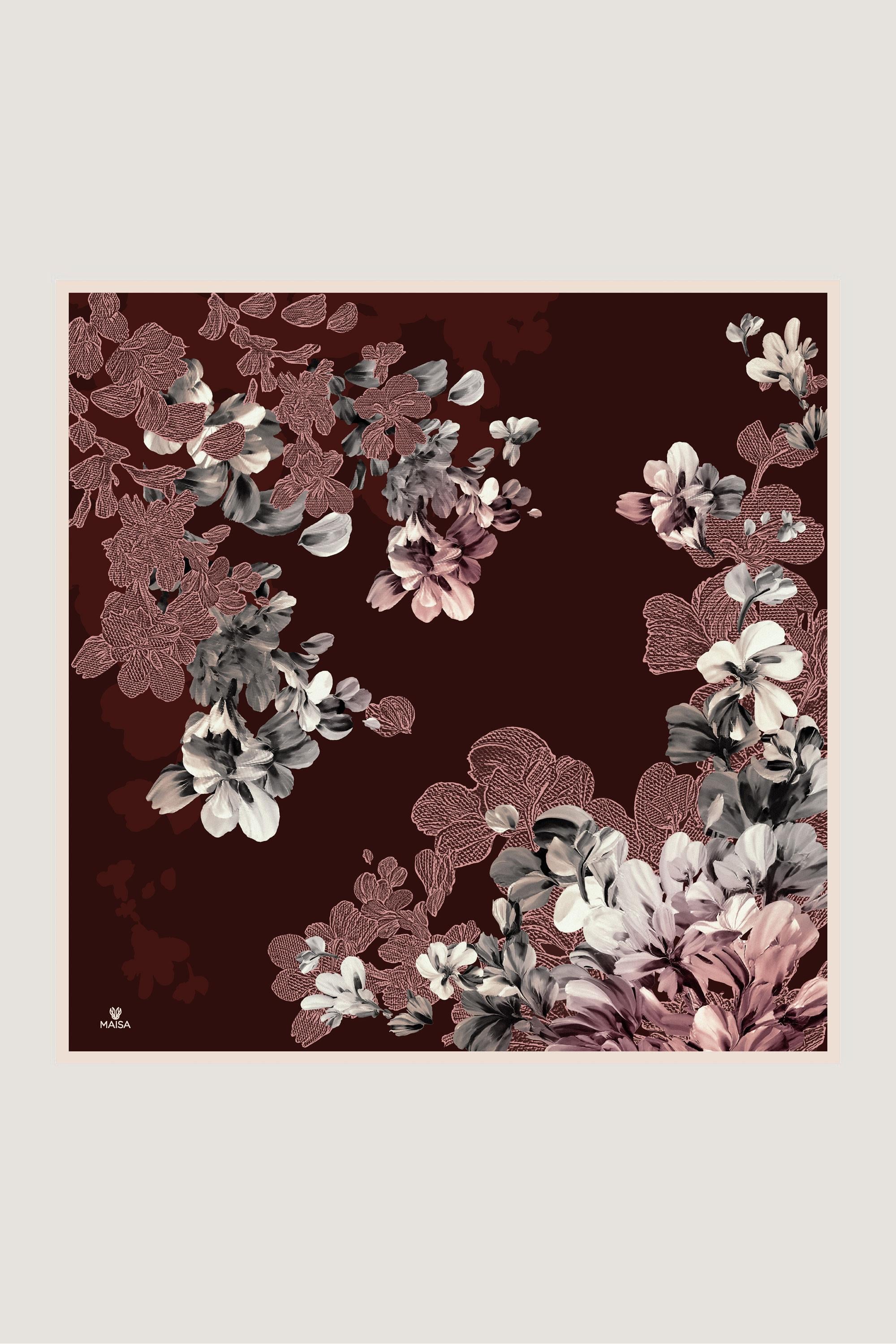 LAL TİVİL İPEK EŞARP 90*90 CM - BORDO