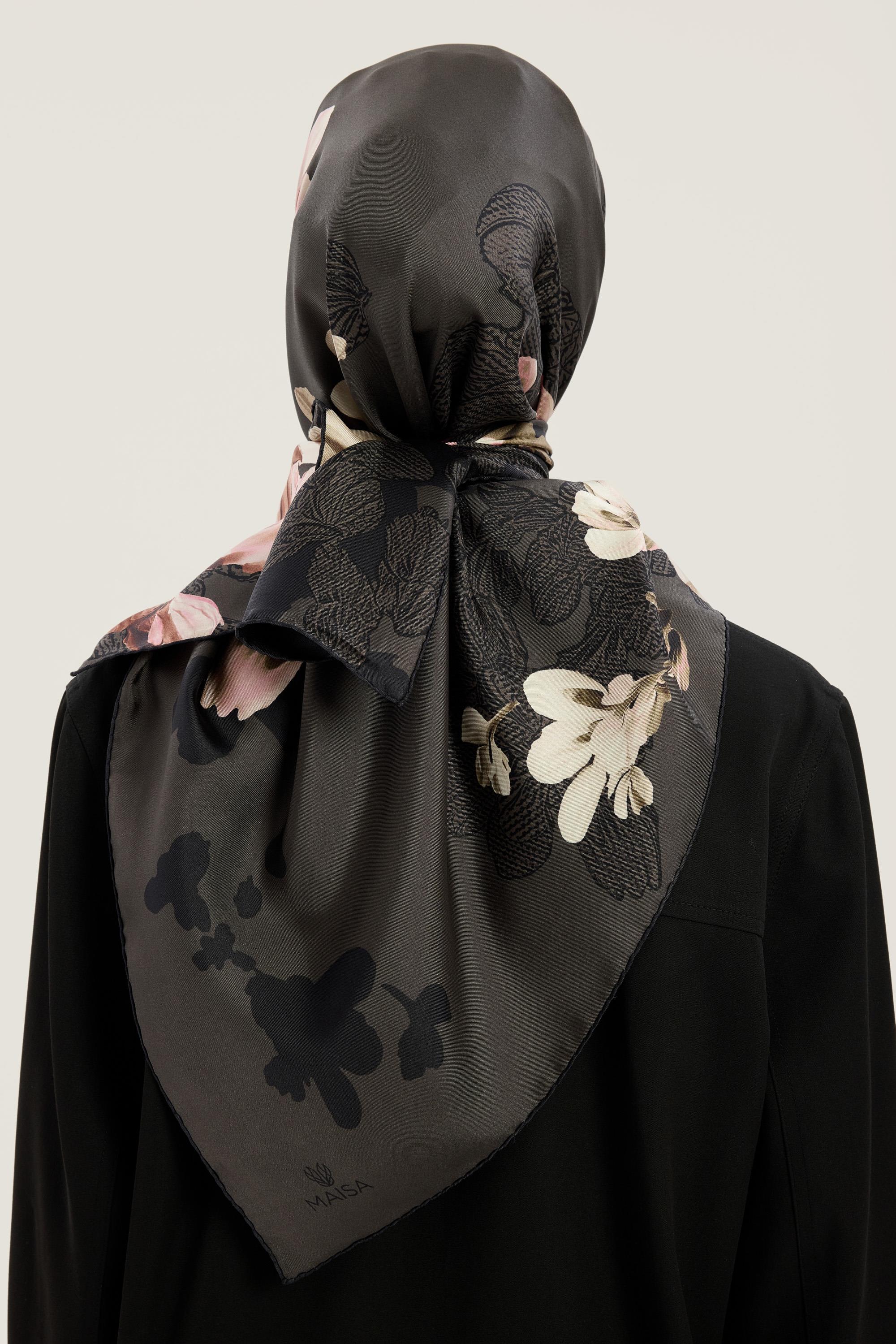 LAL TİVİL İPEK EŞARP 90*90 CM - FÜME