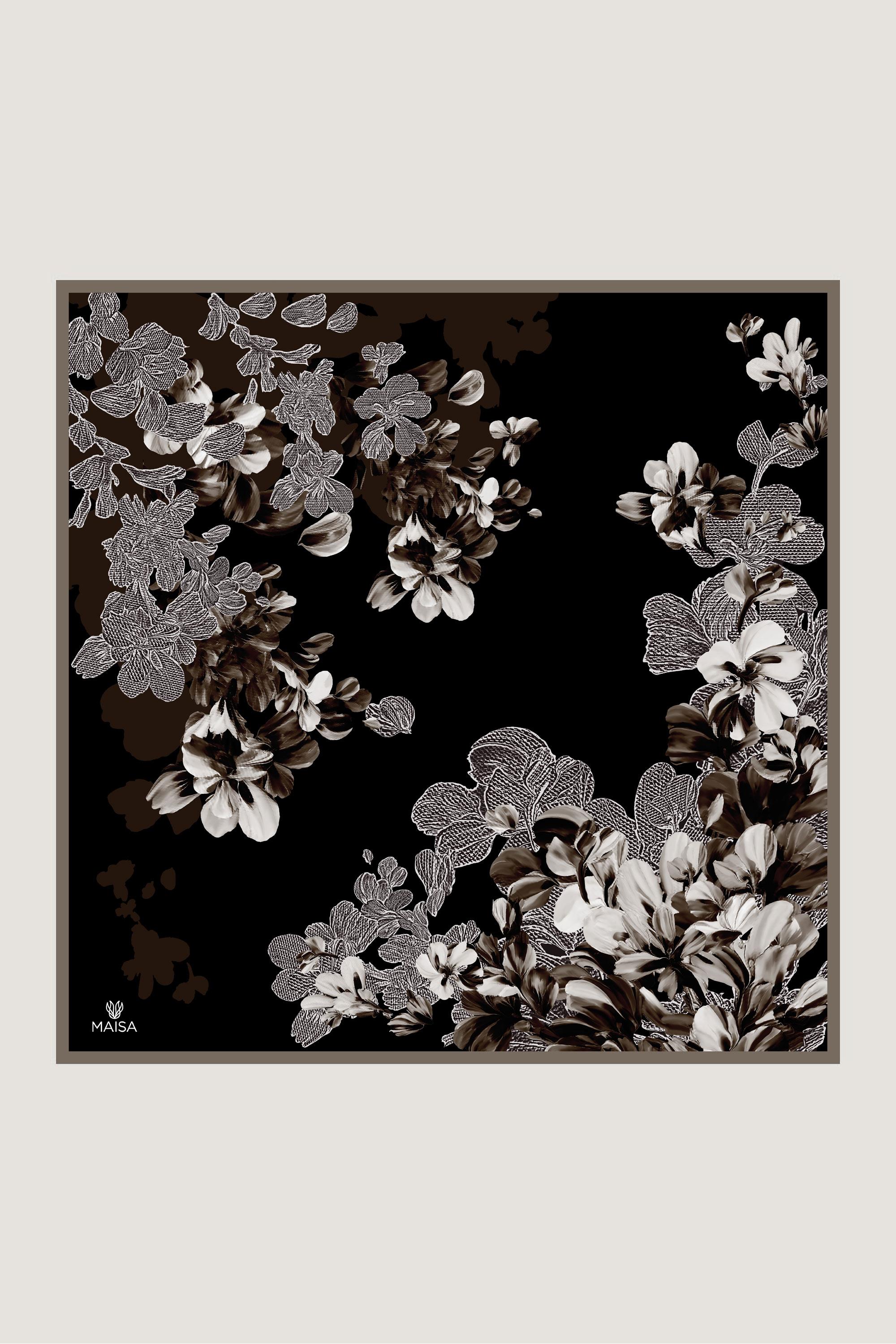 LAL TİVİL İPEK EŞARP 90*90 CM - KAHVERENGİ