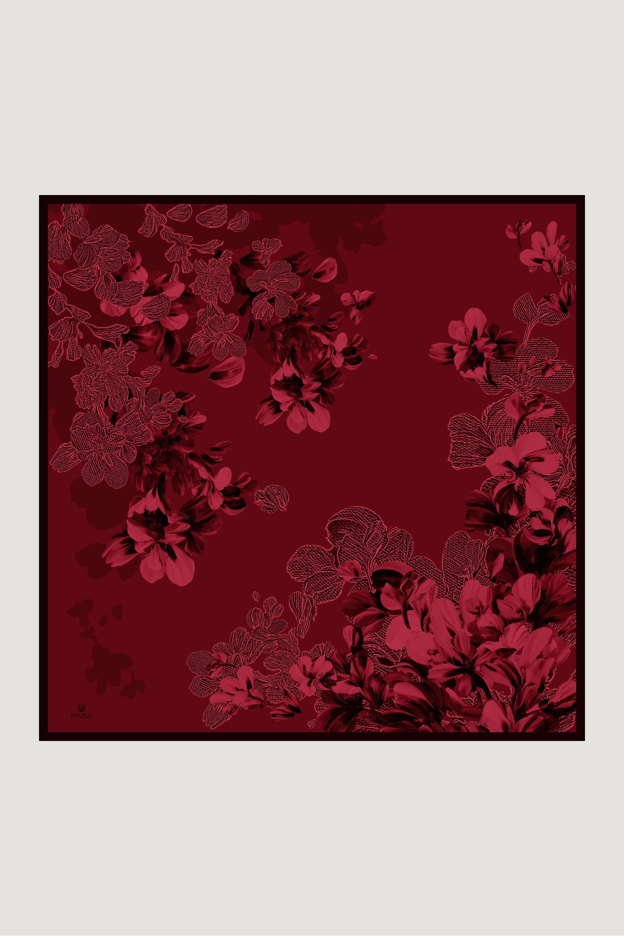 LAL TİVİL İPEK EŞARP 90*90 CM - KIRMIZI
