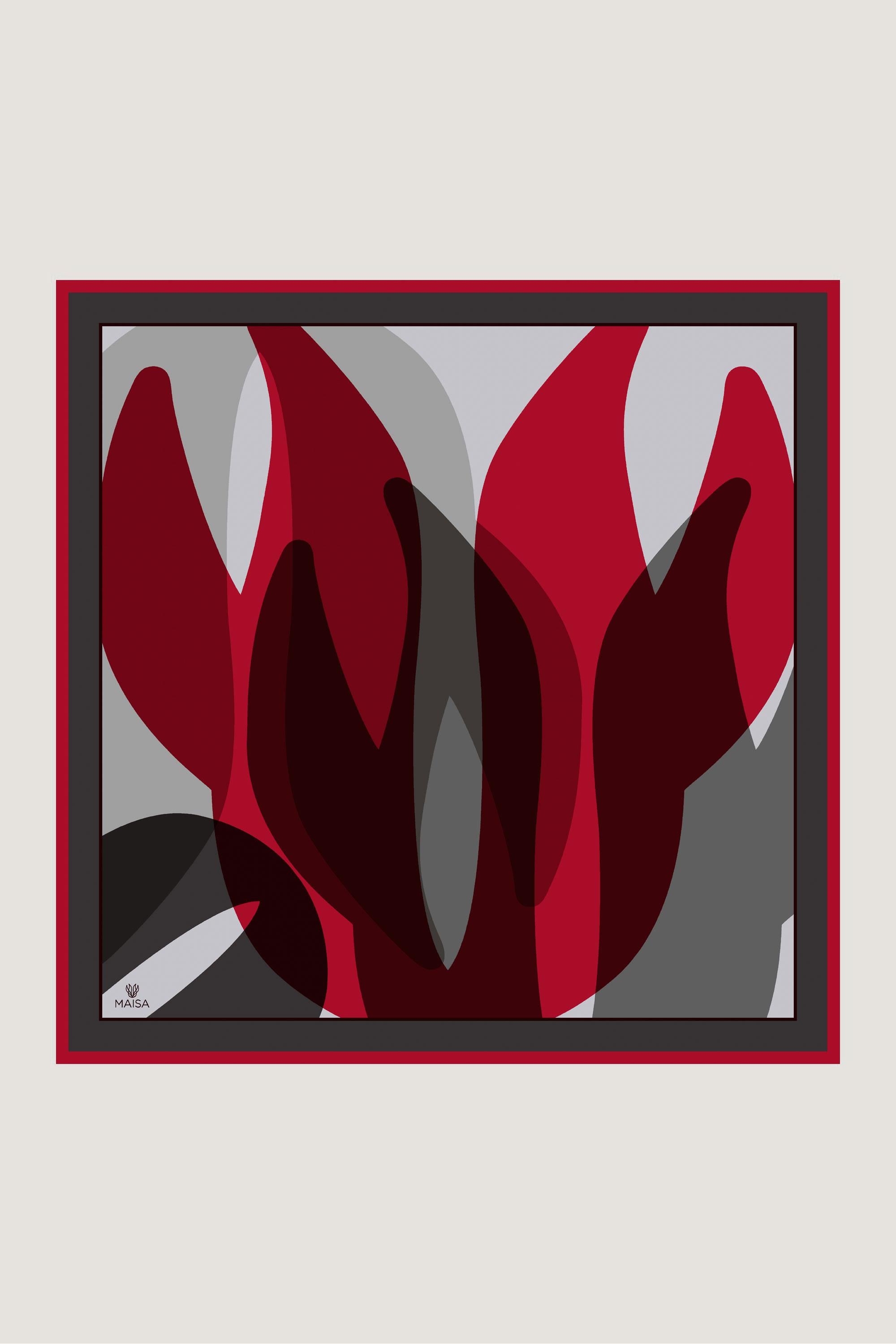 LALE TİVİL İPEK EŞARP 90*90 CM - BORDO