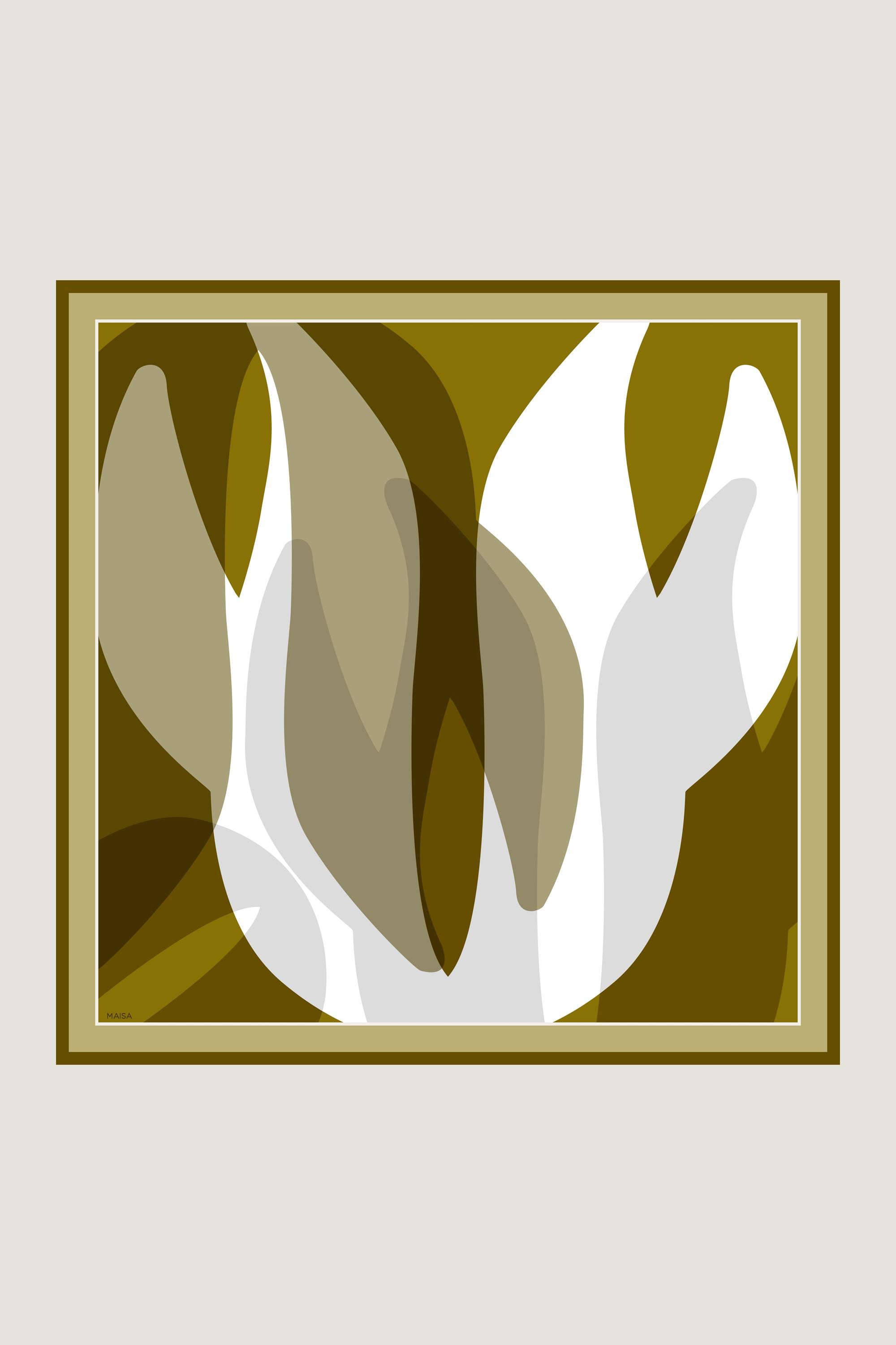 LALE TİVİL İPEK EŞARP 90*90 CM - CAMEL