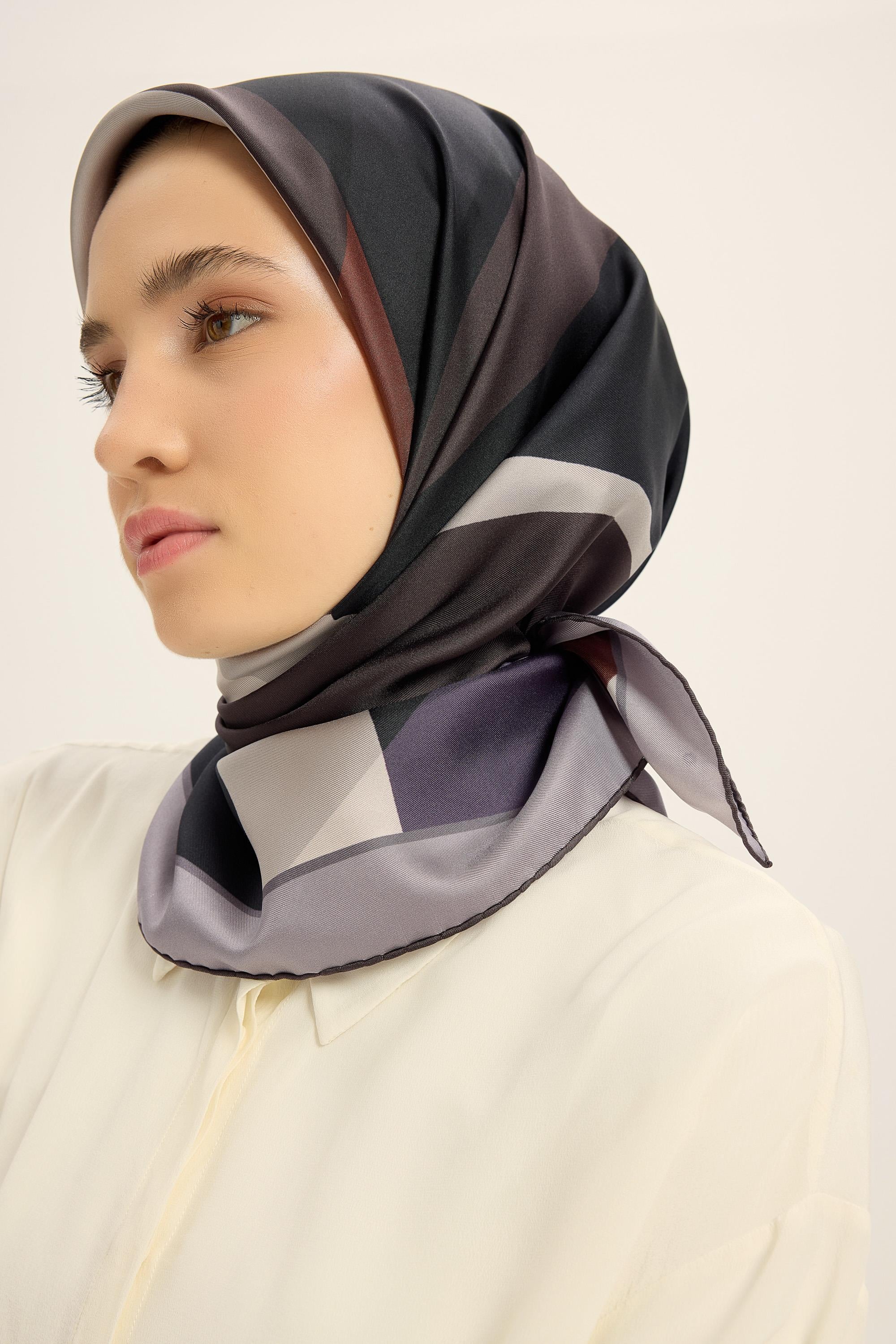 LALE TİVİL İPEK EŞARP 90*90 CM - MOR