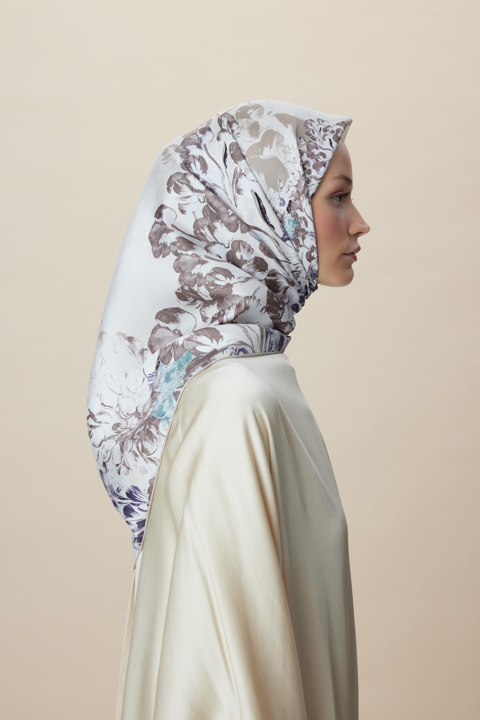 LARİN TİVİL İPEK EŞARP 90*90 CM - VİZON