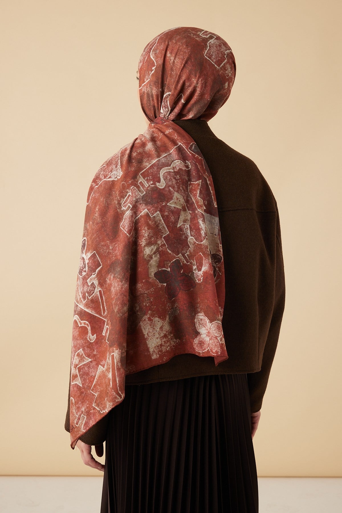 LATİF YÜN MODAL ŞAL 70*200 CM - BORDO