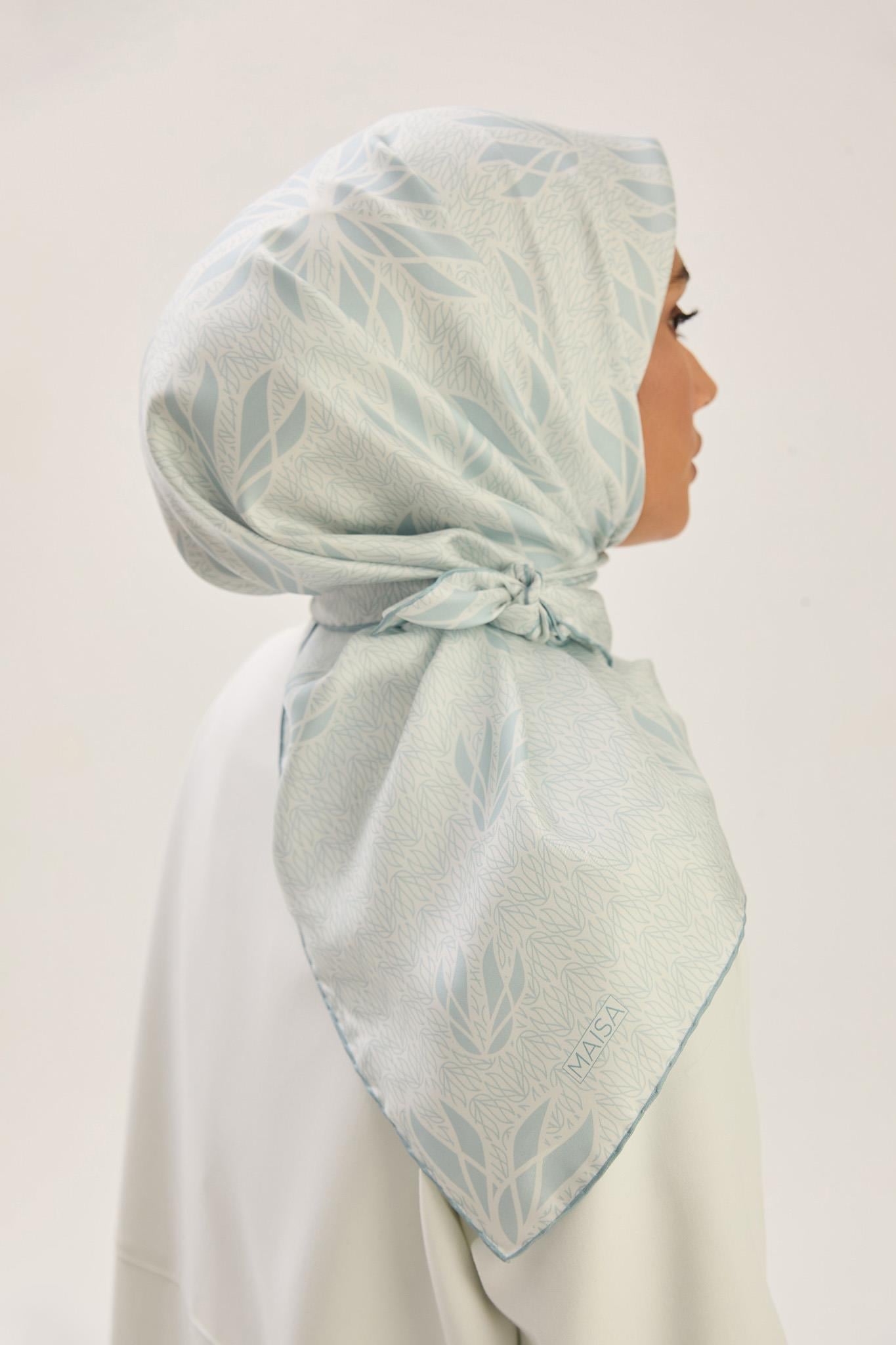 LAVİ TİVİL İPEK EŞARP 90*90 CM - AÇIK MAVİ