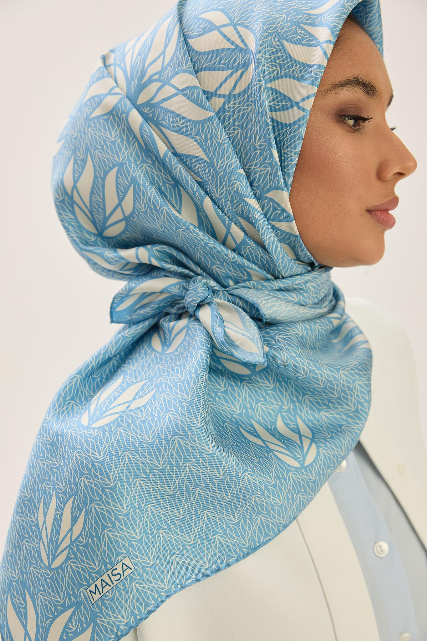 LAVİ TİVİL İPEK EŞARP 90*90 CM - MAVİ