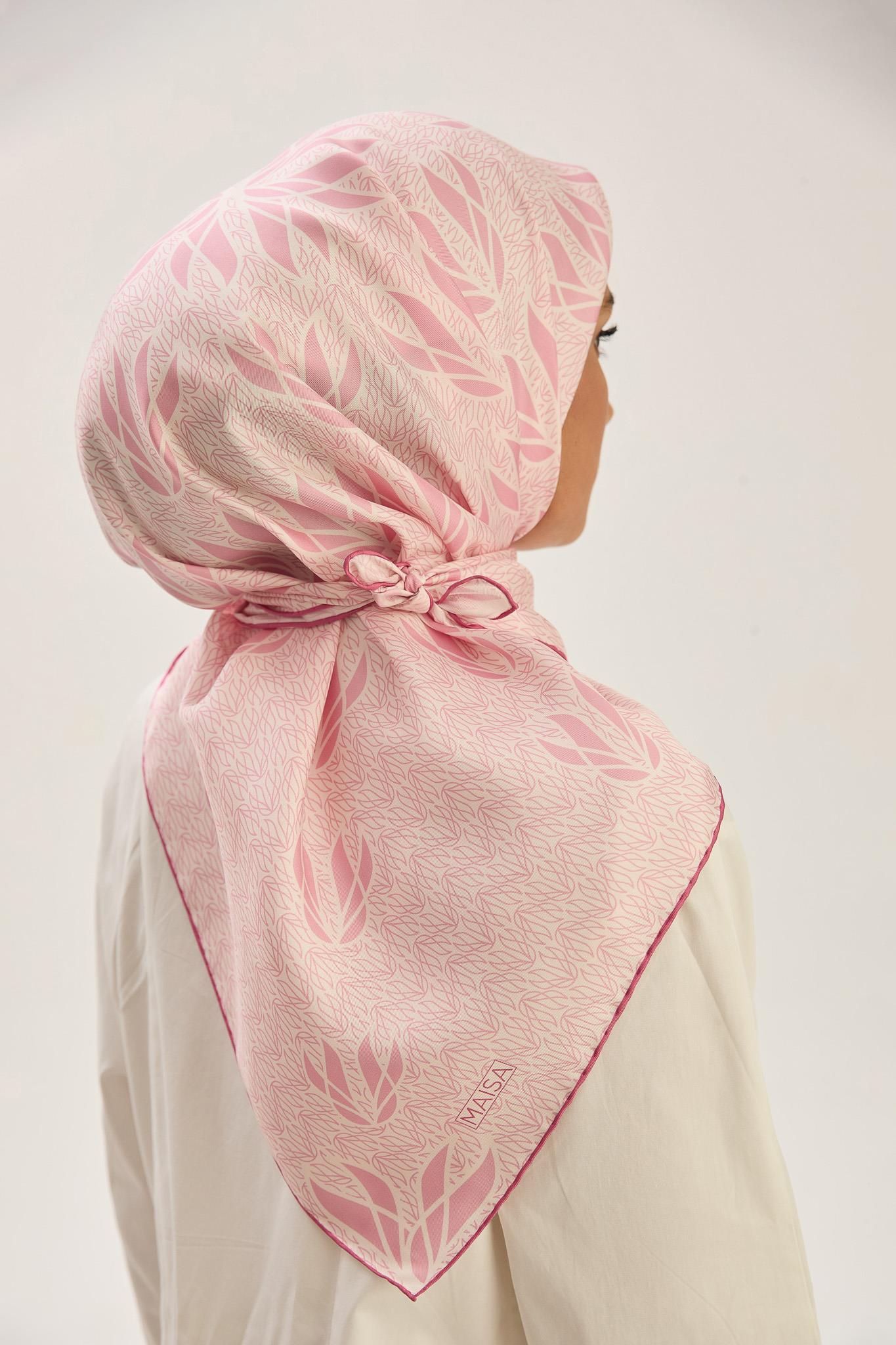 LAVİ TİVİL İPEK EŞARP 90*90 CM - PEMBE