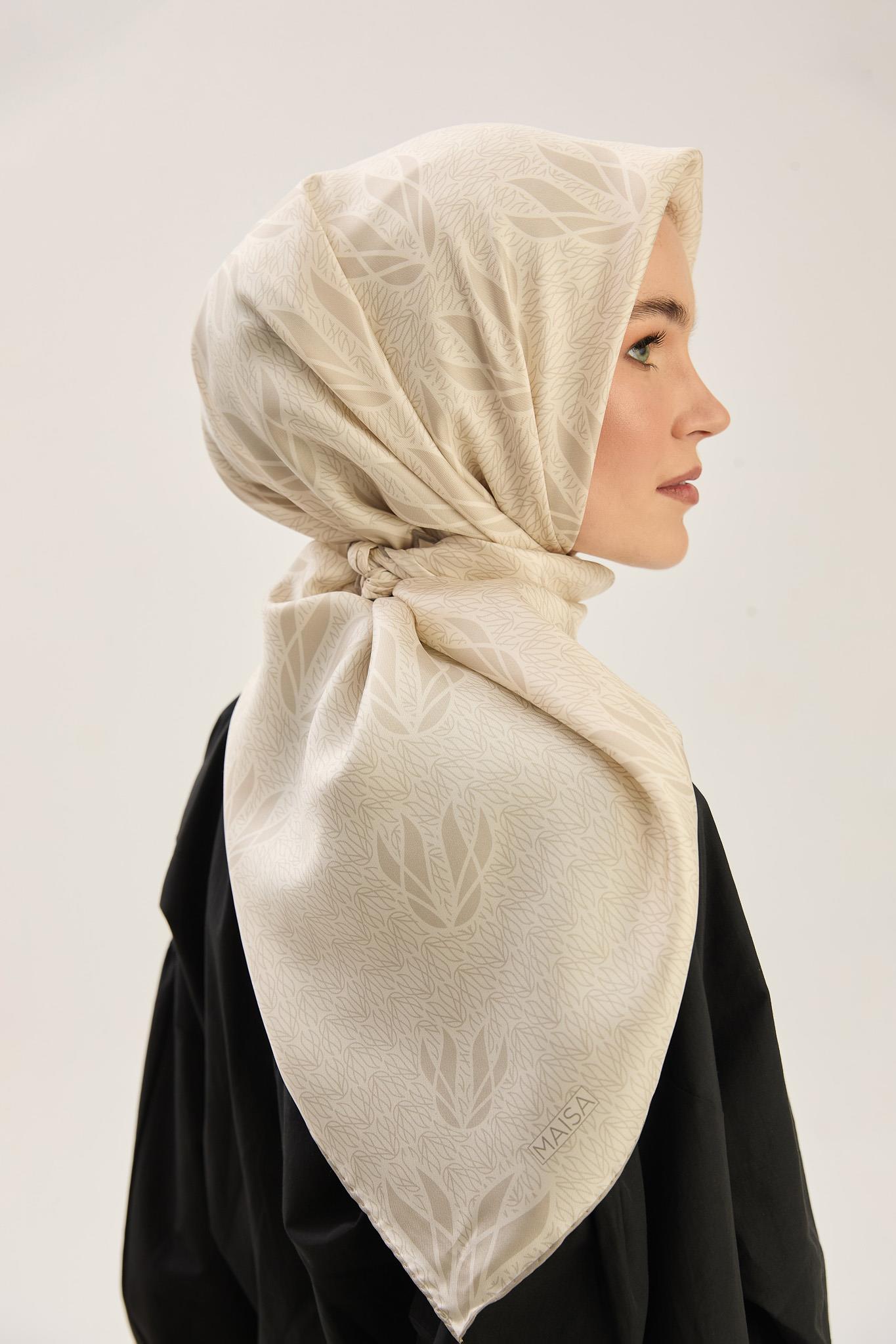 LAVİ TİVİL İPEK EŞARP 90*90 CM - VİZON