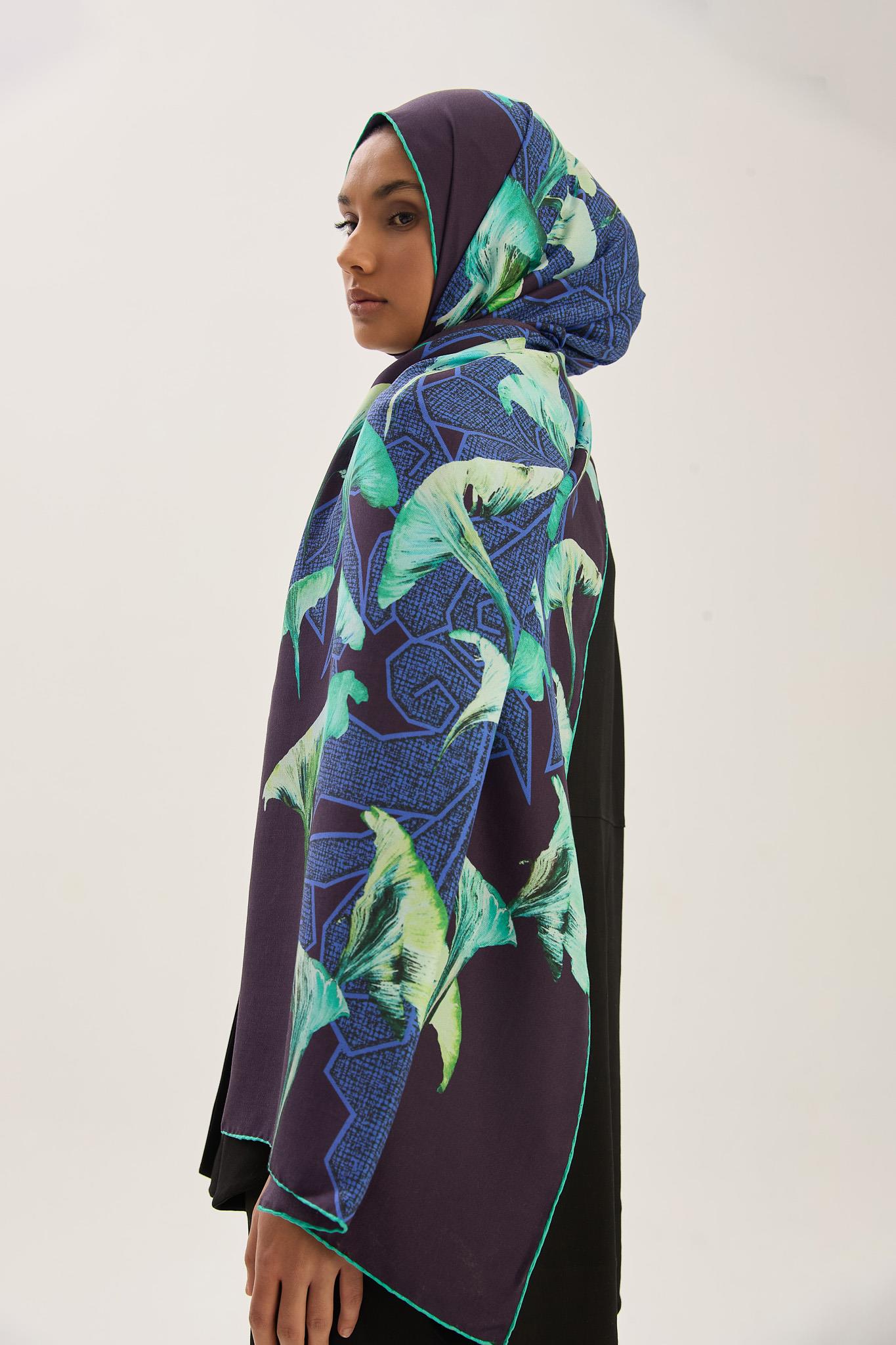 LEMA PAMUK İPEK ŞAL 70*190 CM - LACİVERT