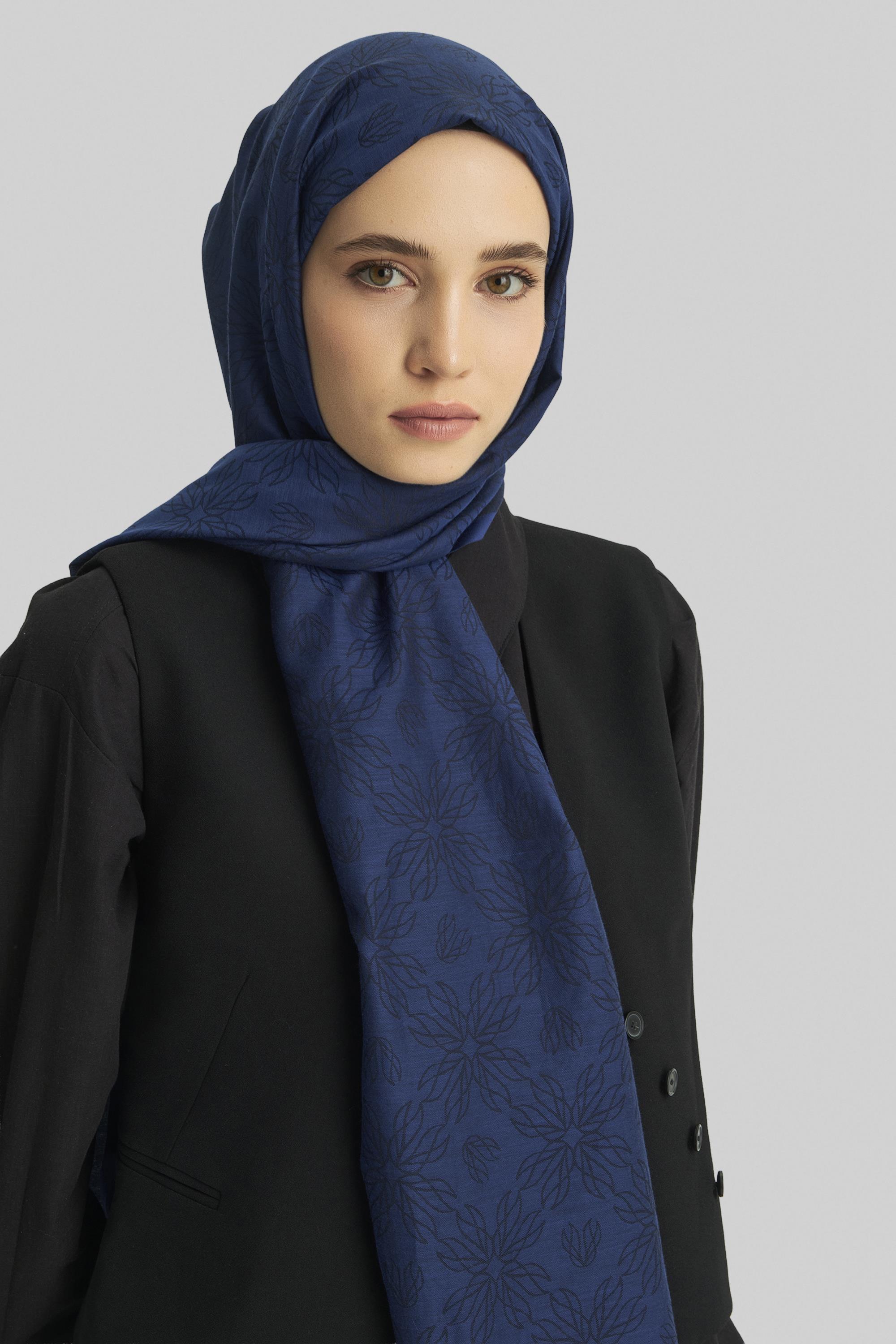 LİZAY PAMUK İPEK ŞAL-KOYU MAVİ