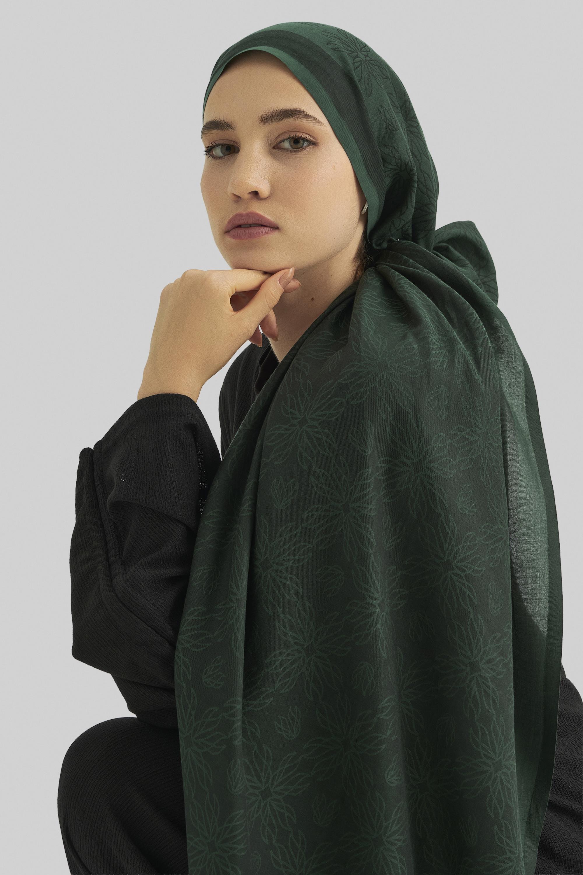 LİZAY PAMUK İPEK ŞAL-KOYU YEŞİL