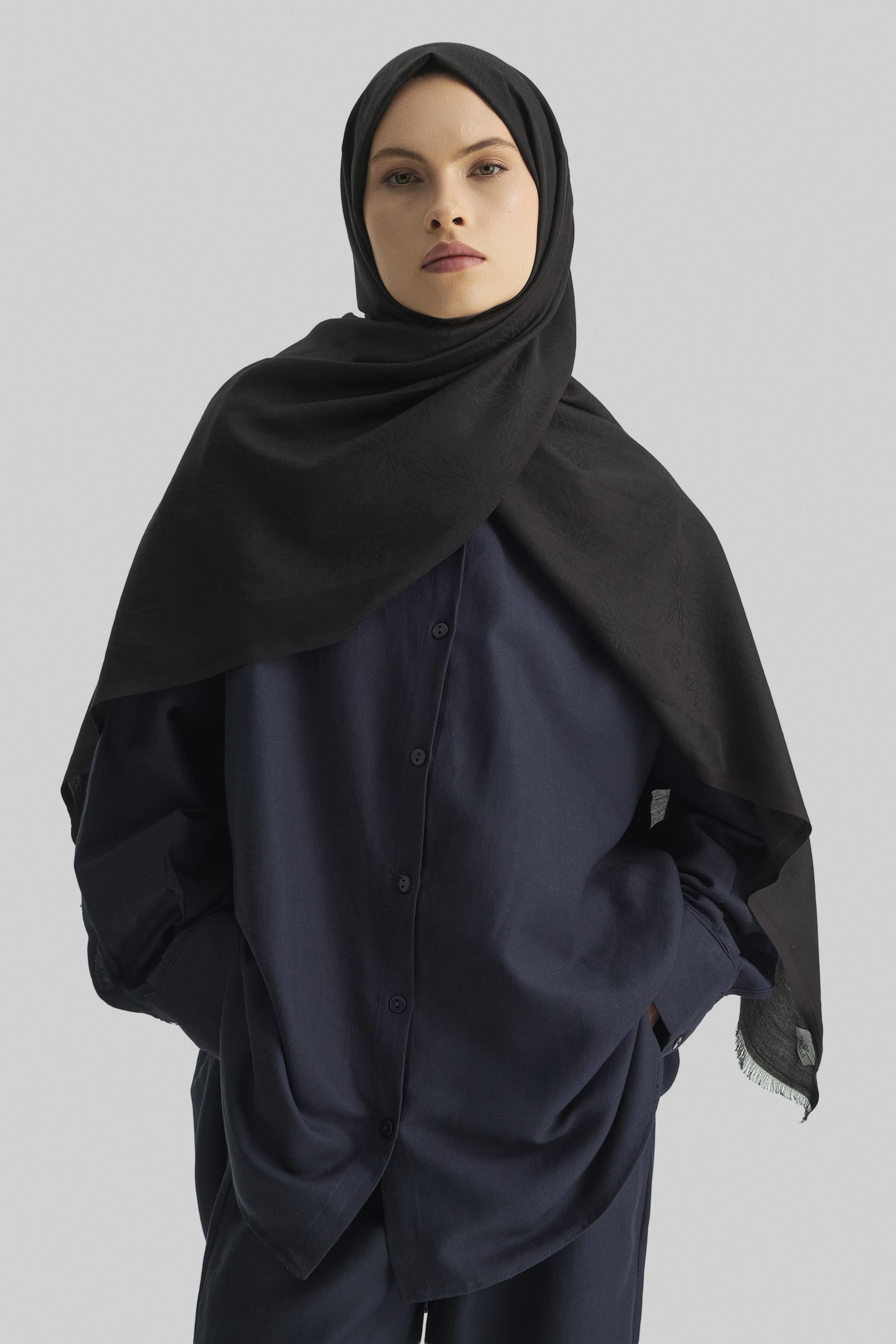 LİZAY PAMUK İPEK ŞAL-SİYAH