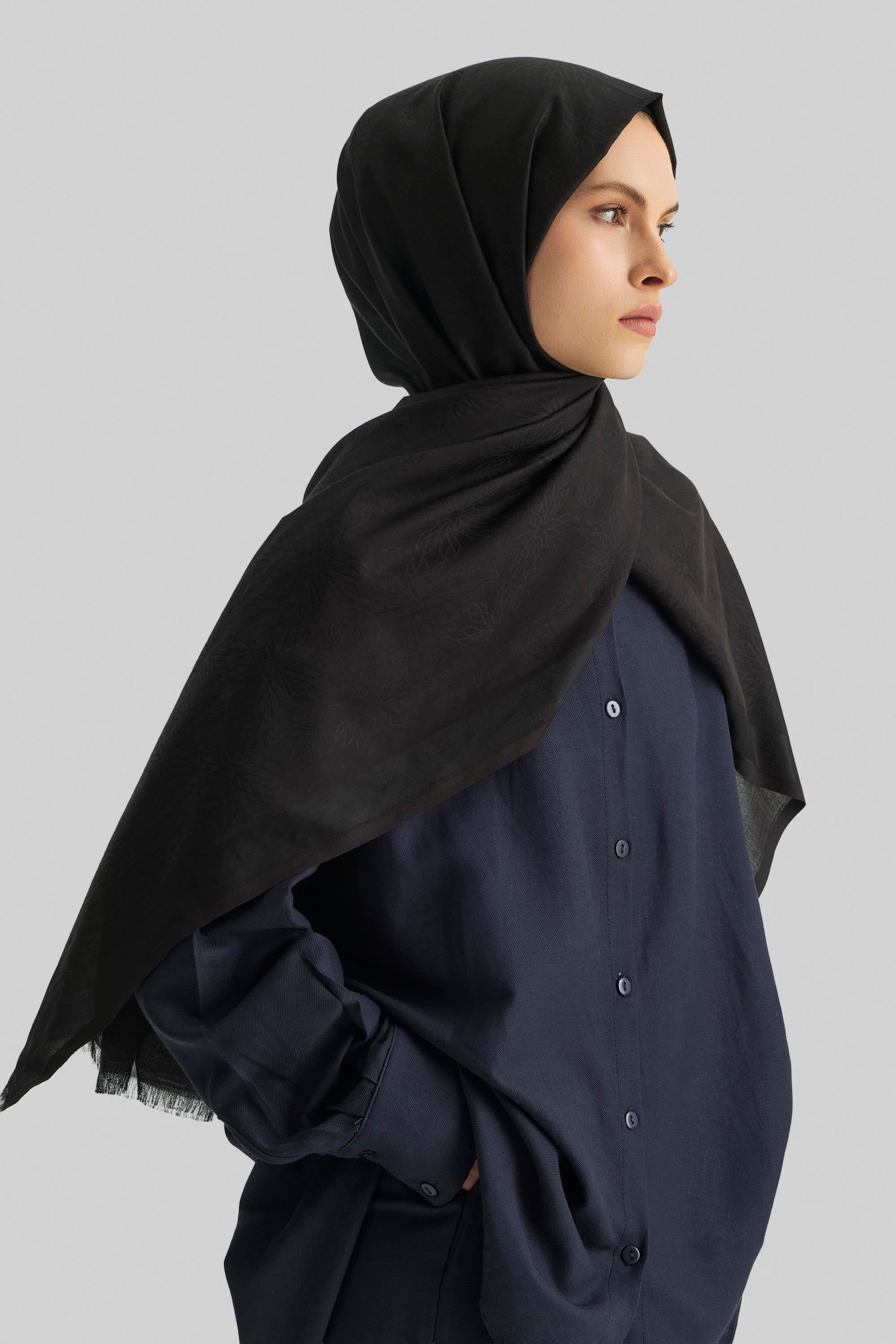 LİZAY PAMUK İPEK ŞAL-SİYAH