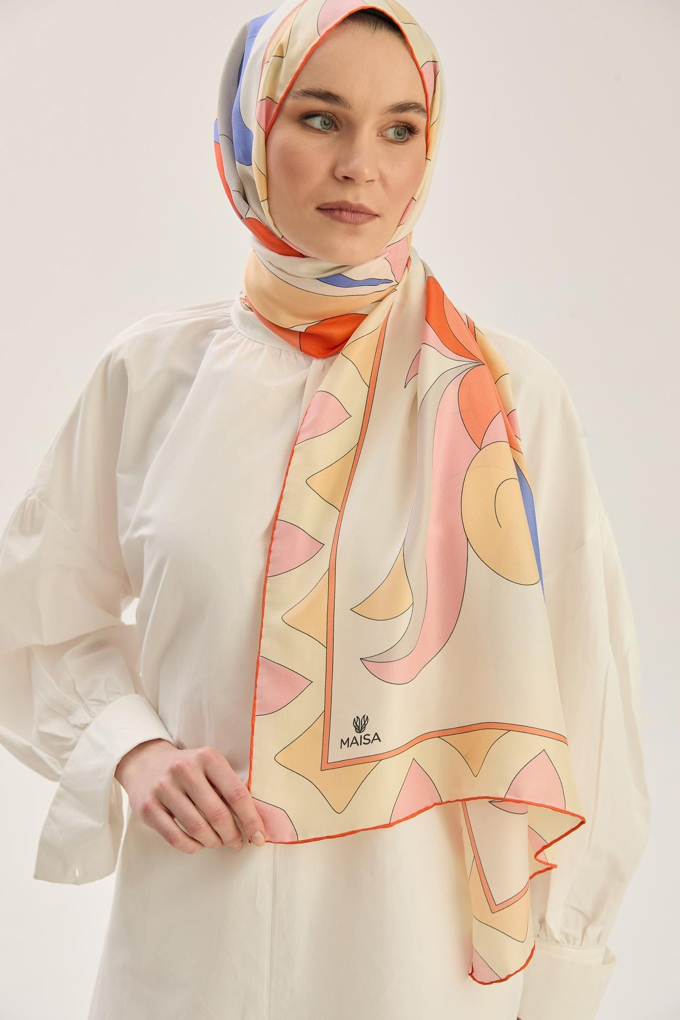 MAH PAMUK İPEK ŞAL 70*190 CM - MAVİ