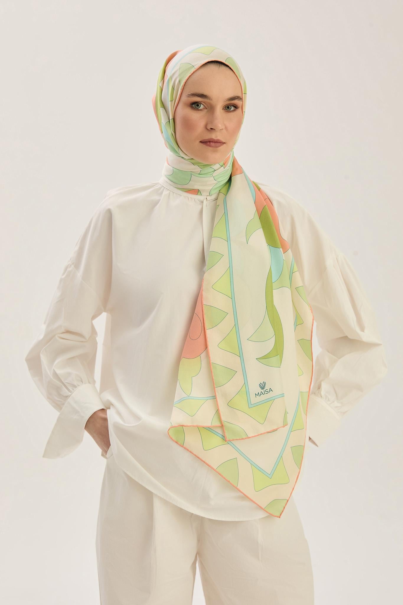 MAH PAMUK İPEK ŞAL 70*190 CM - YEŞİL