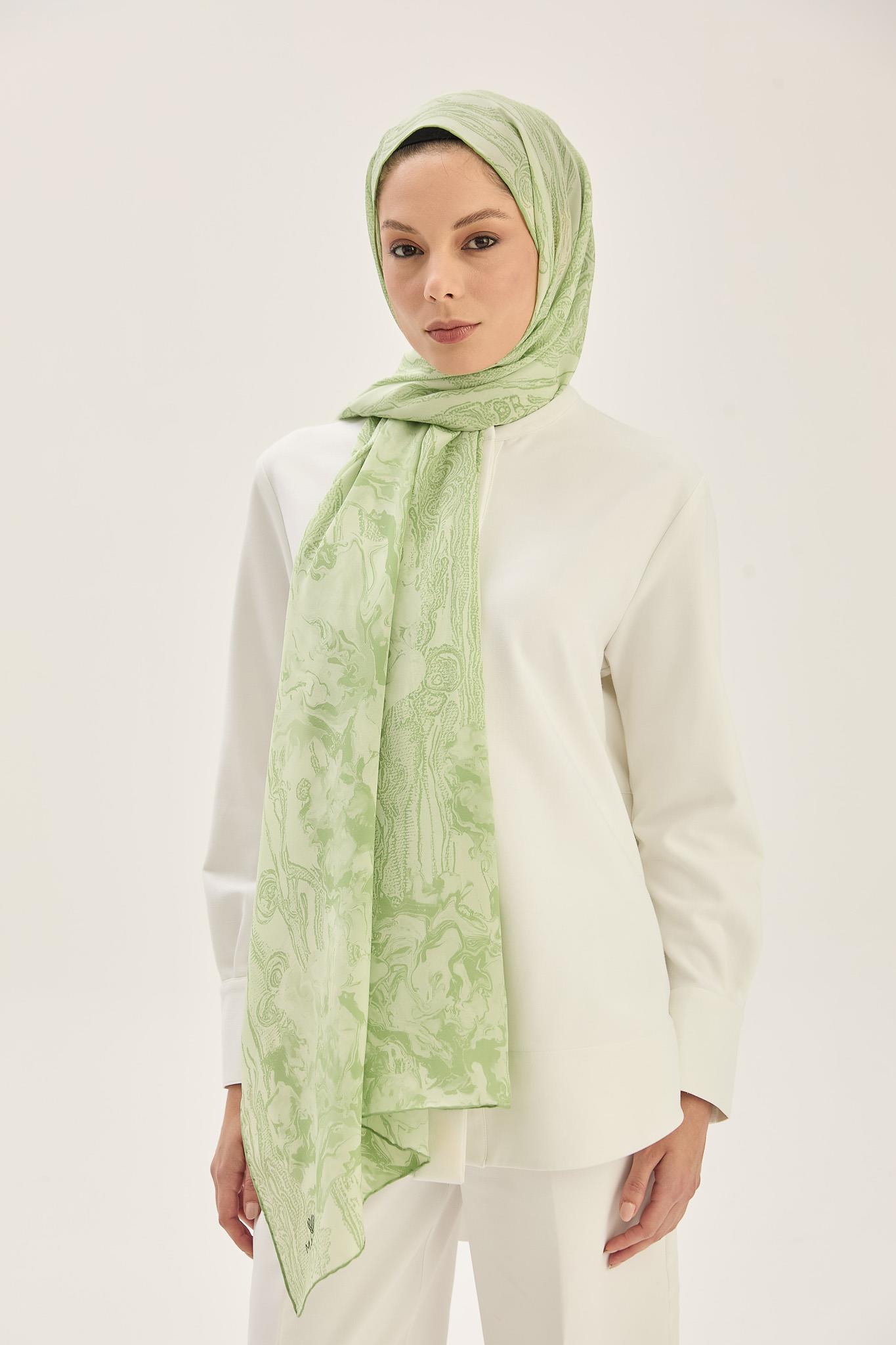 MECZ KREP İPEK ŞAL 70*190 CM - FISTIK YEŞİLİ