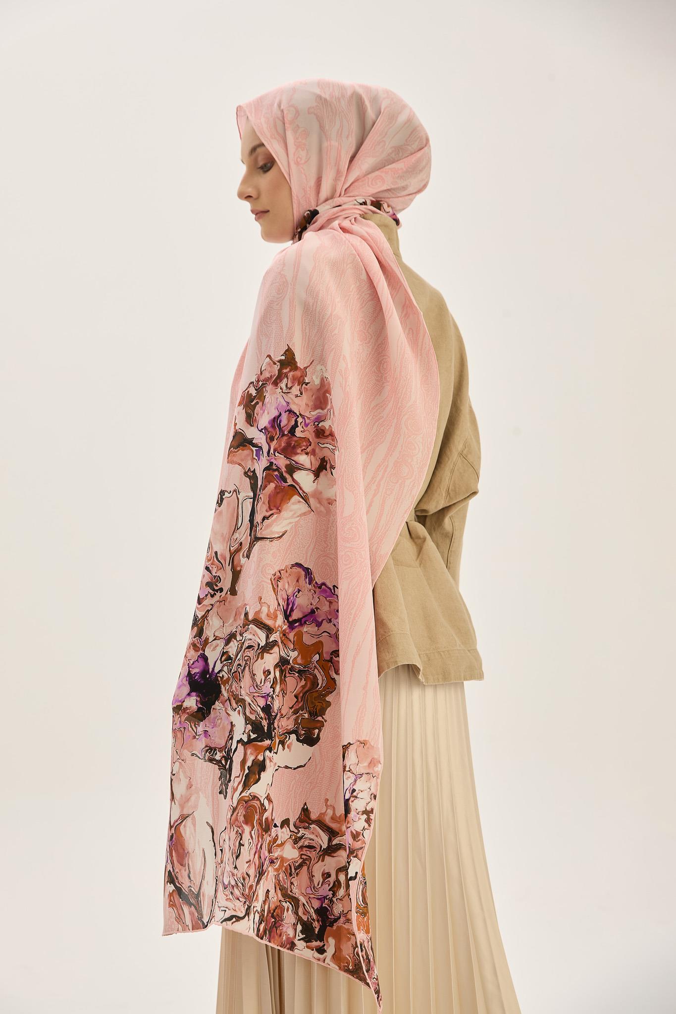 MECZ KREP İPEK ŞAL 70*190 CM - PUDRA PEMBE