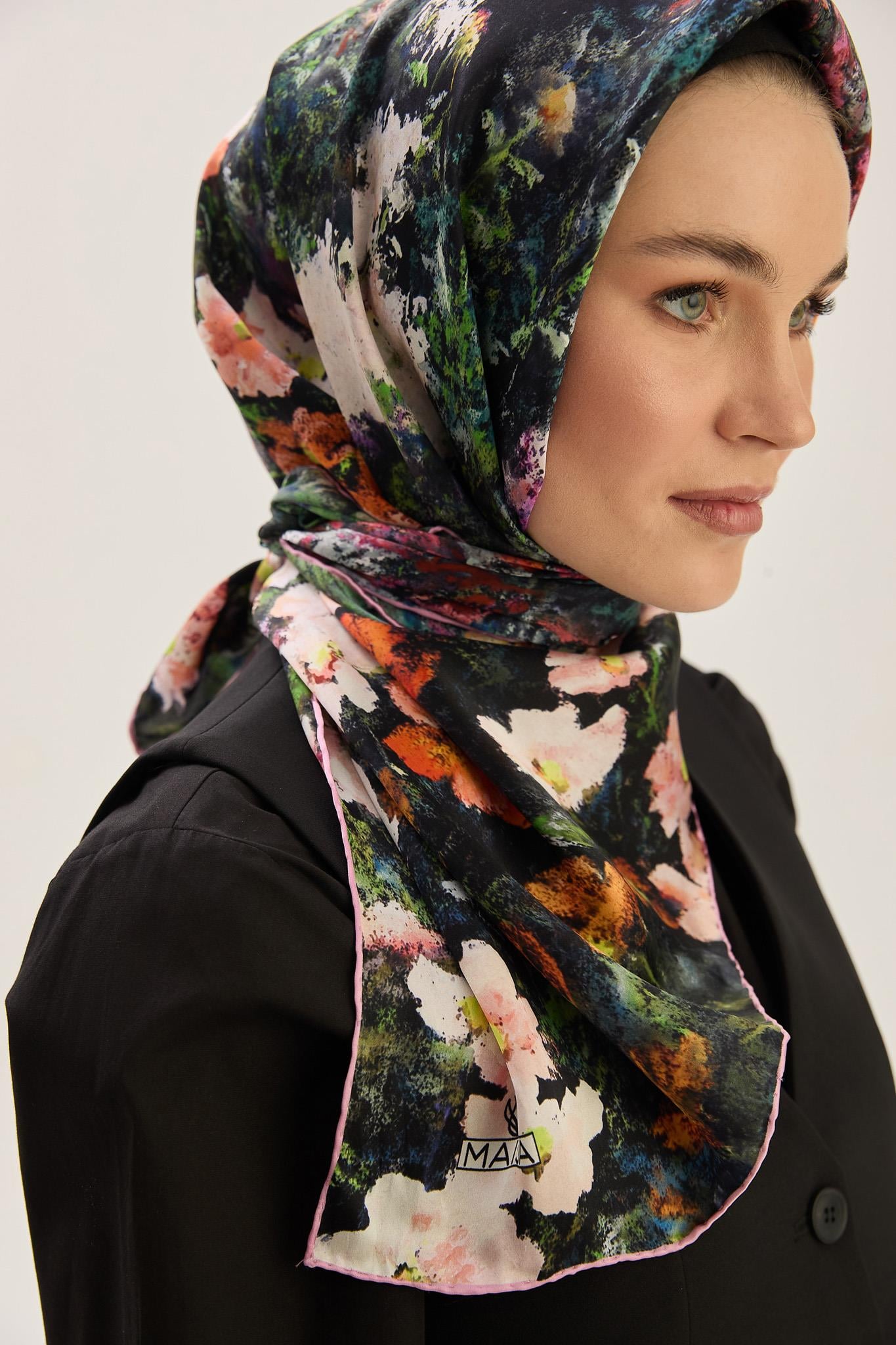 MEVA SURA İPEK EŞARP 90*90 CM - PUDRA PEMBE