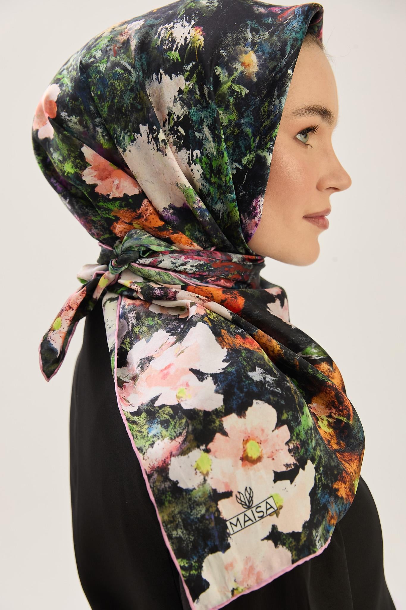 MEVA SURA İPEK EŞARP 90*90 CM - PUDRA PEMBE