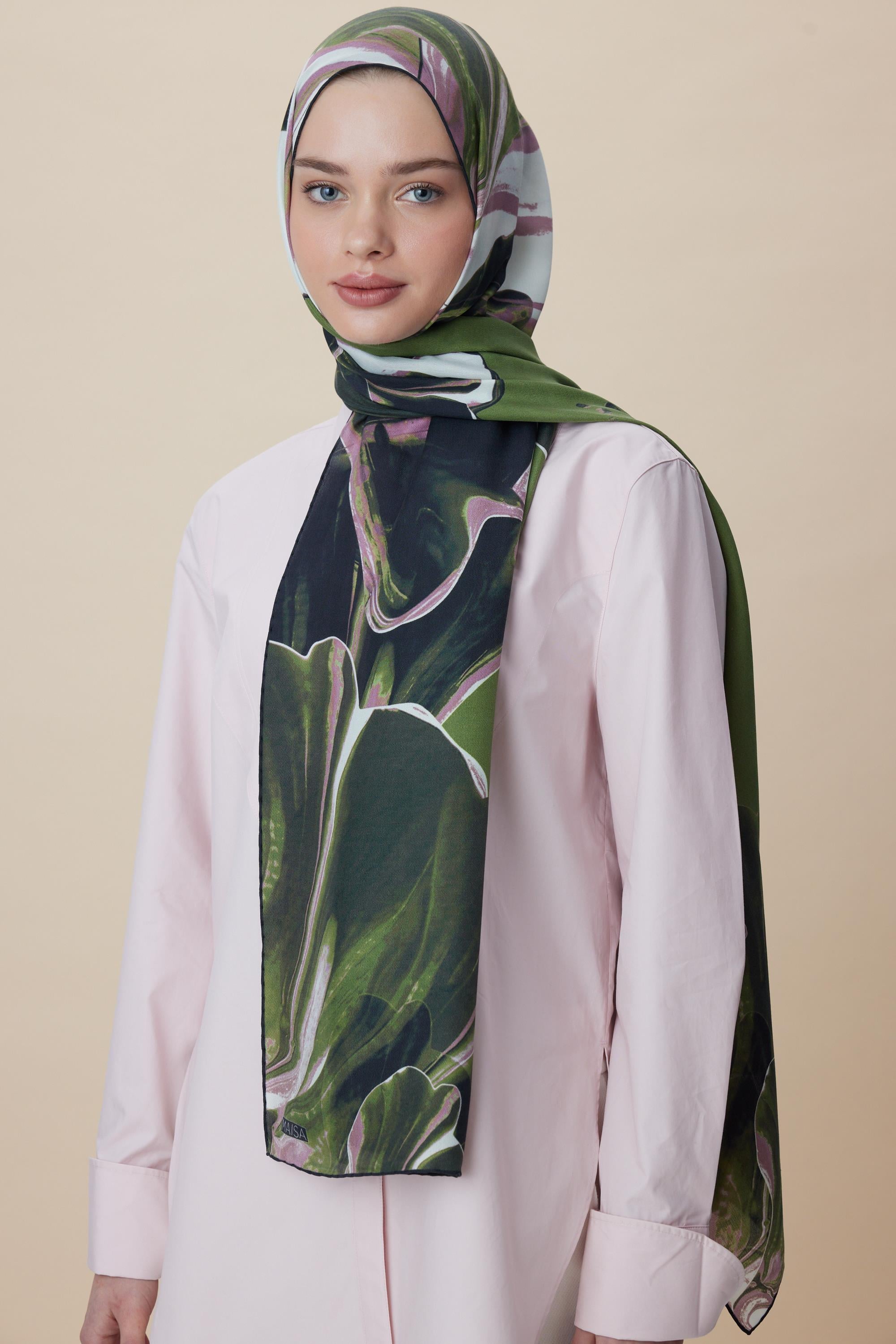 MEVCE PAMUK İPEK ŞAL 70*190 CM - HAKİ