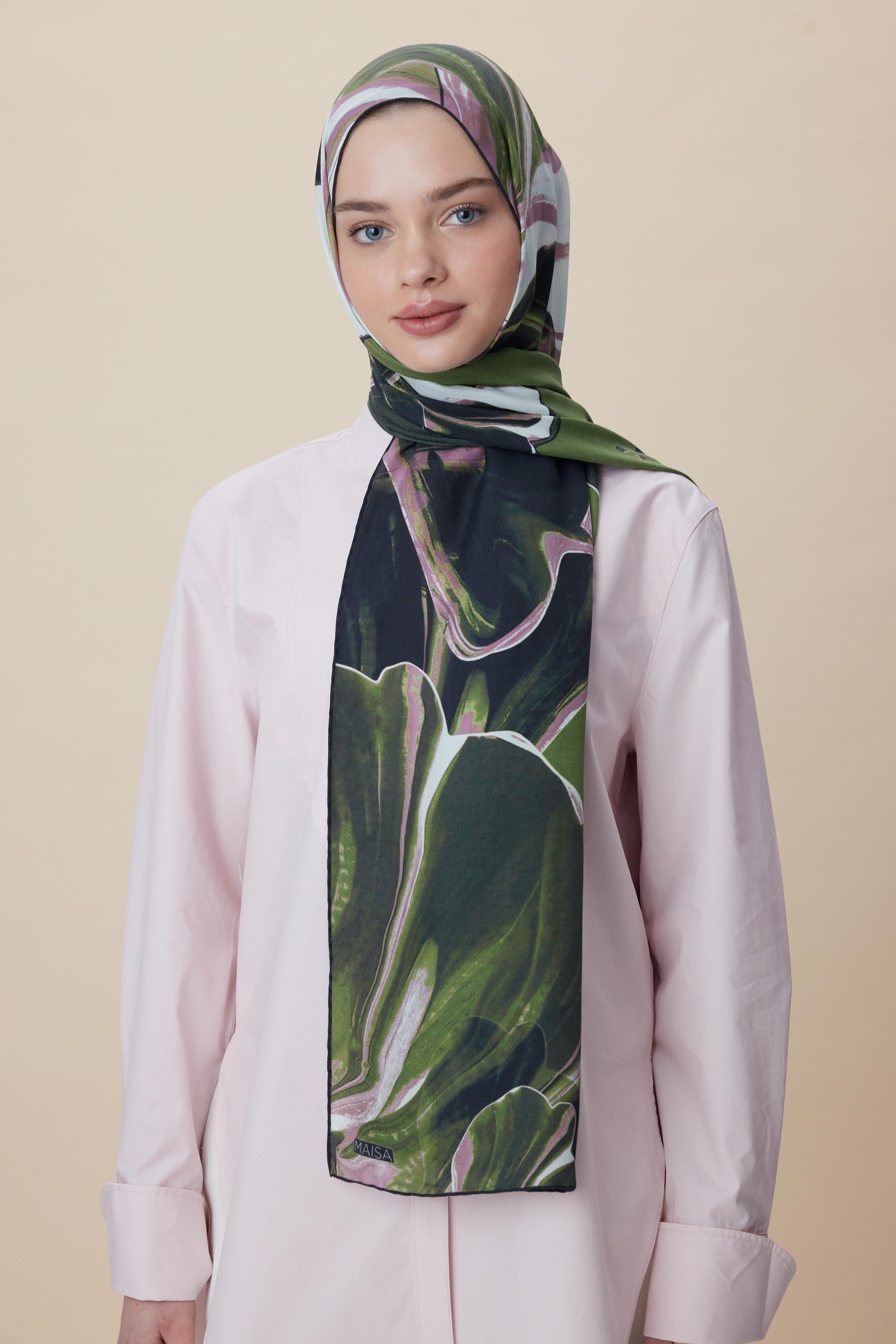 MEVCE PAMUK İPEK ŞAL 70*190 CM - HAKİ