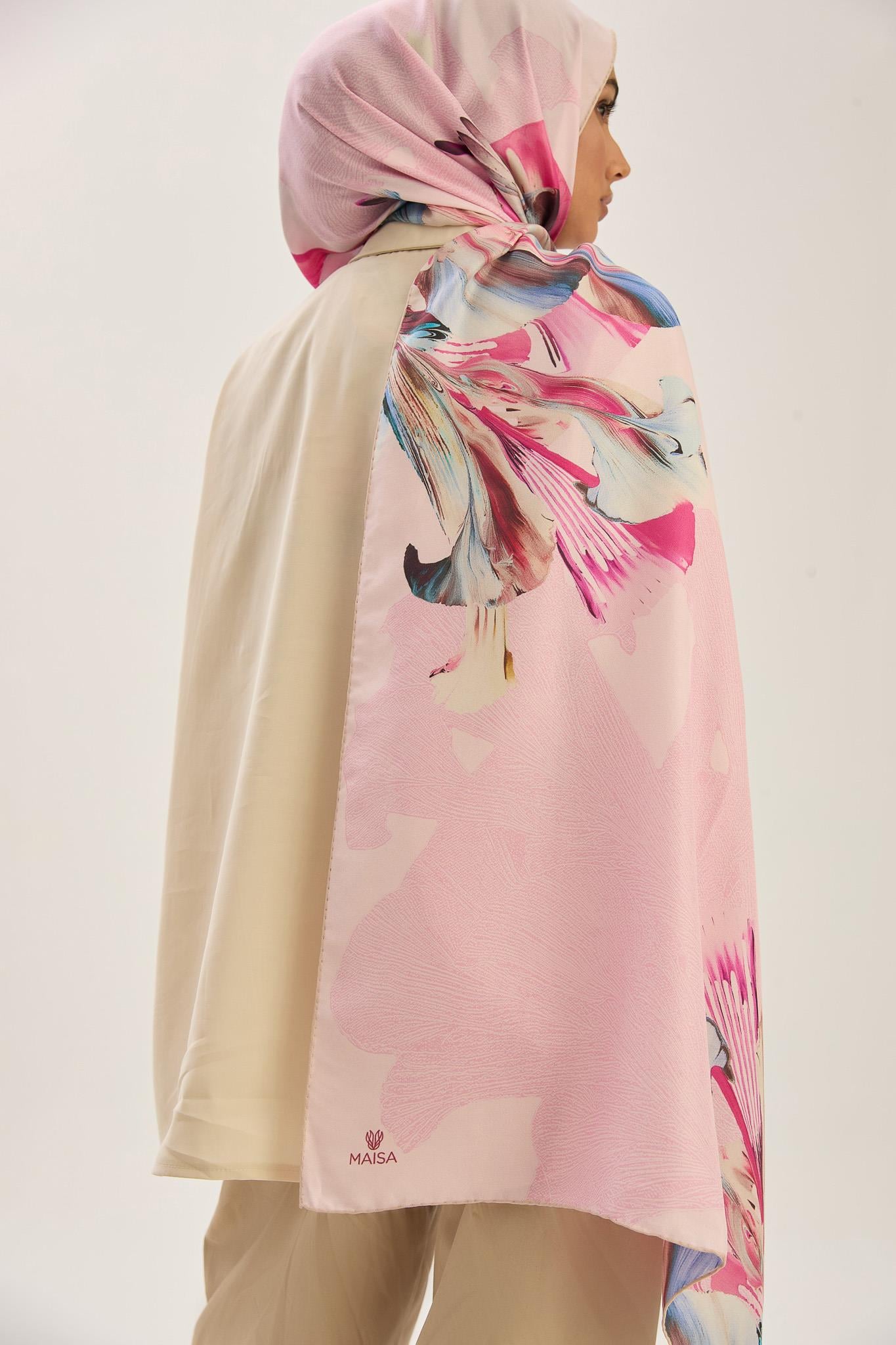 MİRA PAMUK İPEK ŞAL 70*190 CM - PEMBE