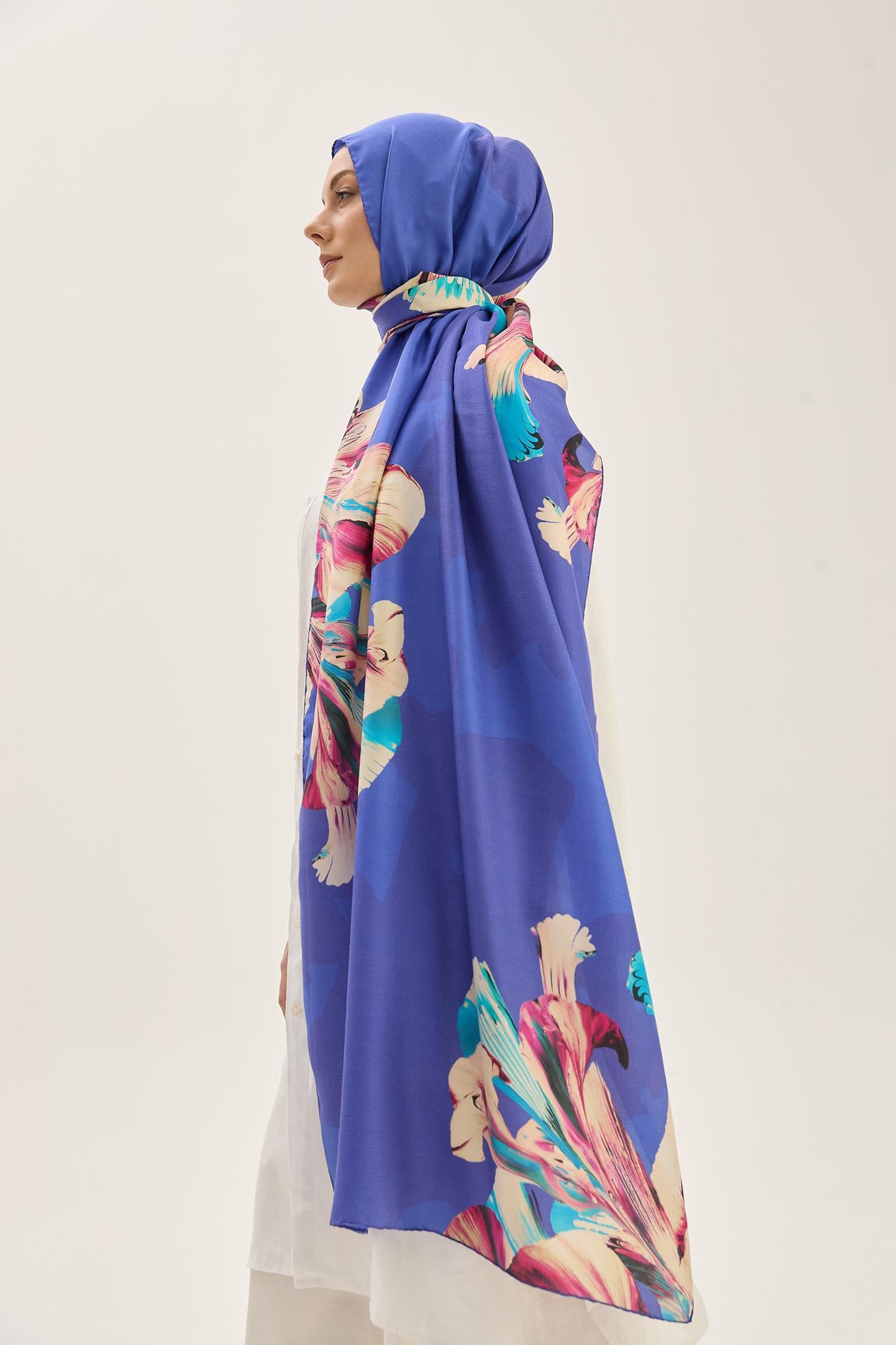 MİRA PAMUK İPEK ŞAL 70*190 CM - SAKS