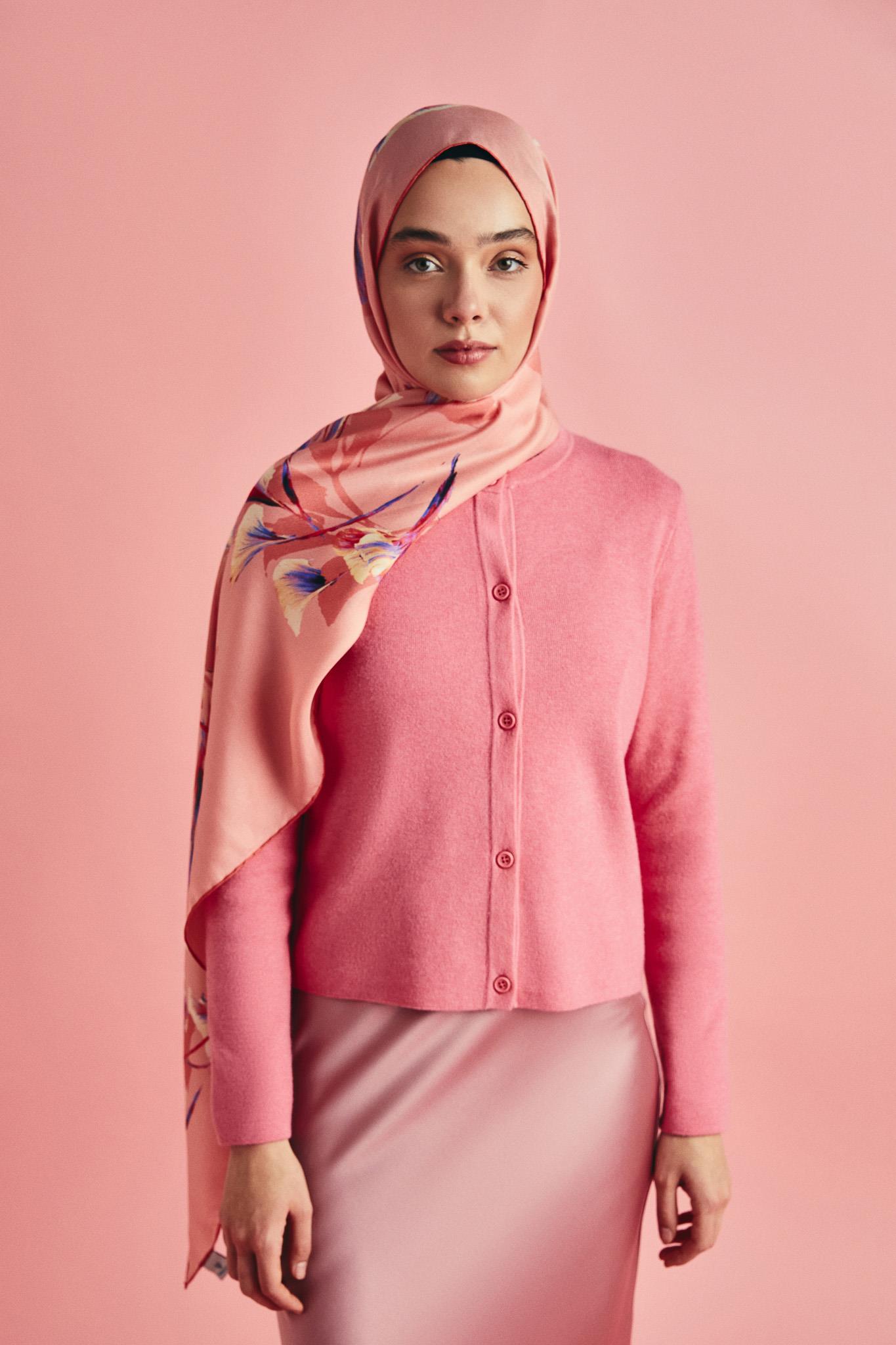 MİSK PAMUK İPEK ŞAL 70*190 CM - PEMBE
