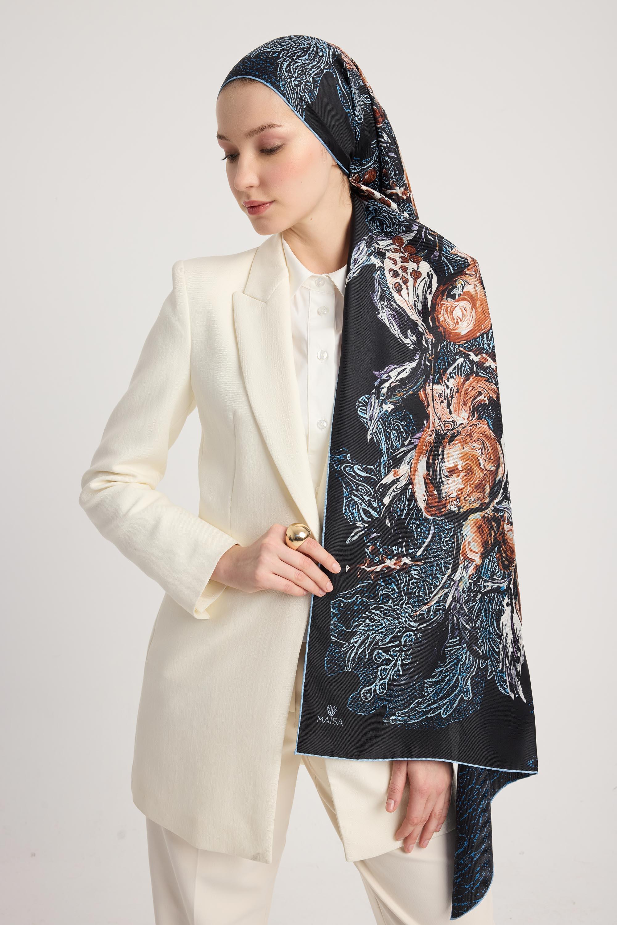NARDEN MULBERRY İPEK ŞAL 70*190 CM - LACİVERT