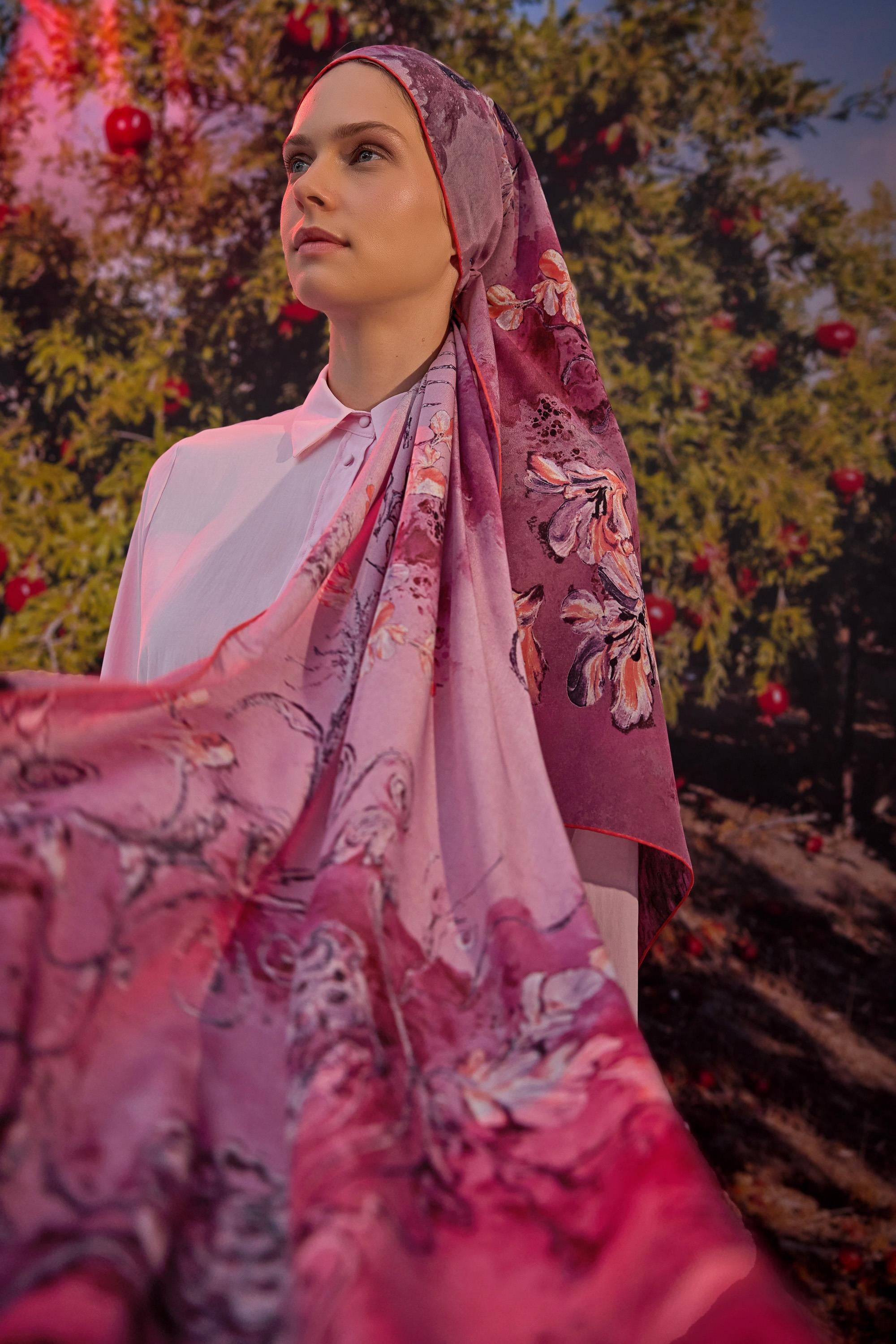 NARİN KREP İPEK ŞAL 70*190 CM - PEMBE